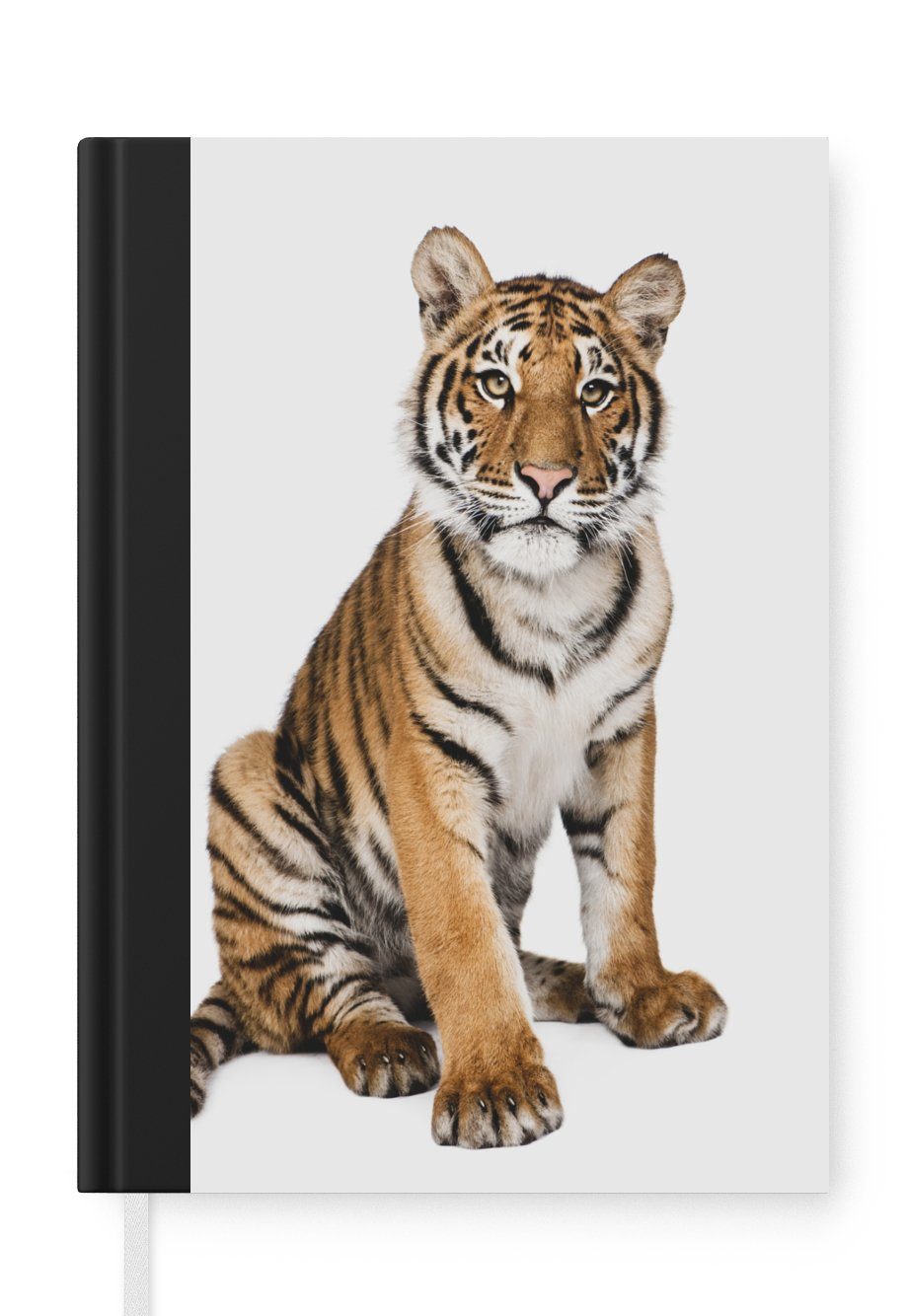 MuchoWow Notizbuch Tiger - Tiere - Weiß - Jungen - Kinder, Journal, Merkzettel, Tagebuch, Notizheft, A5, 98 Seiten, Haushaltsbuch