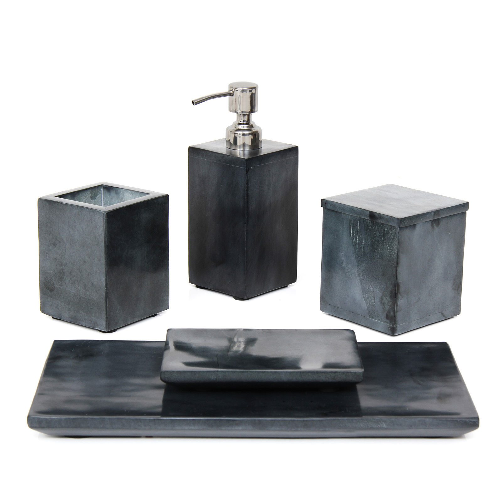 houseproud Badaccessoire-Set Cubic Dark 5 Teile günstig online kaufen