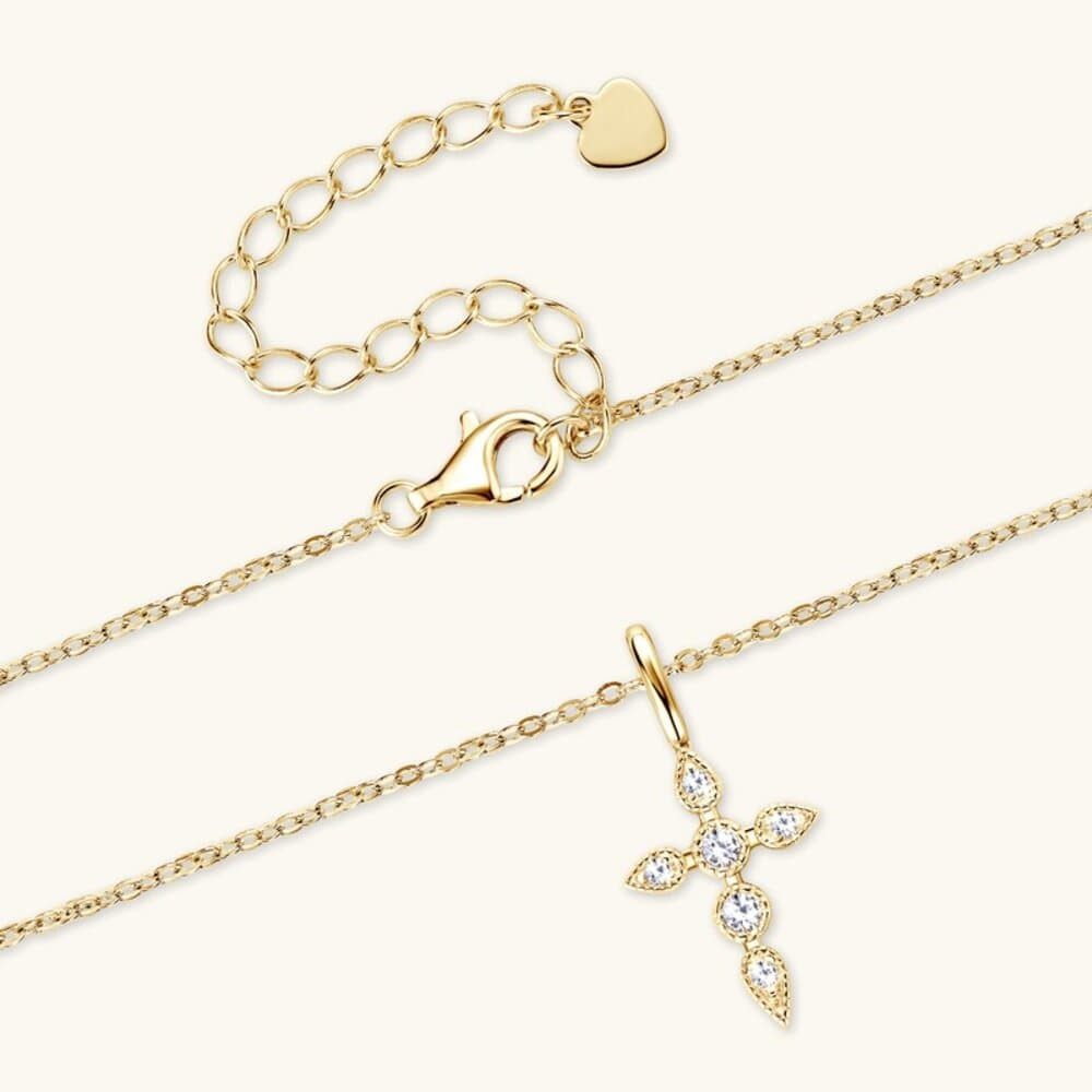 ROUGEMONT Kette mit Anhänger Funkelnde Moissanit Kreuz Halskette 925 Silber Unisex, Echtschmuck