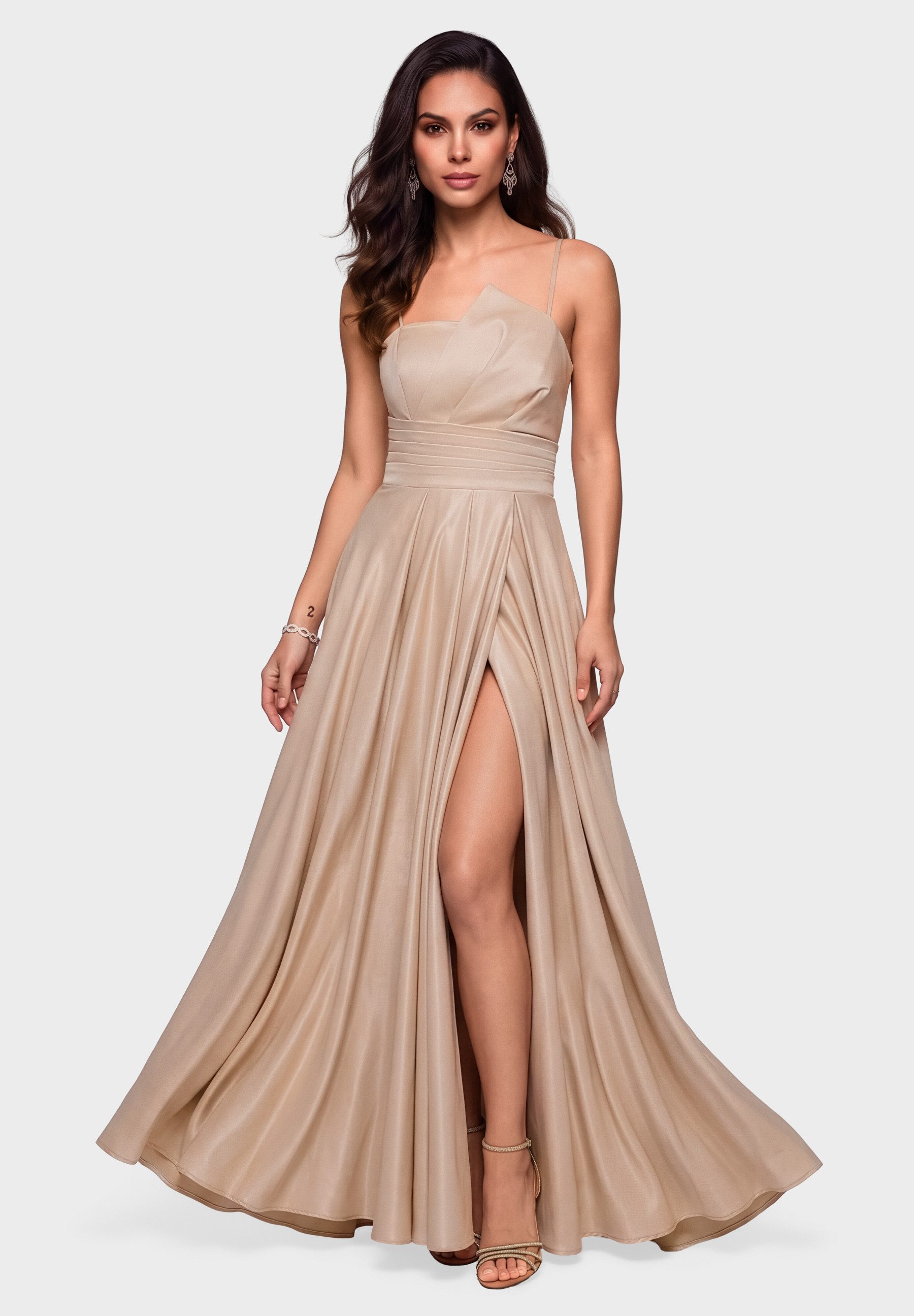 OMBRE Abendkleid Abendkleid Maxi mit elegantem Schnitt Gold M (kein Set, 1-tlg) in Unifarbe