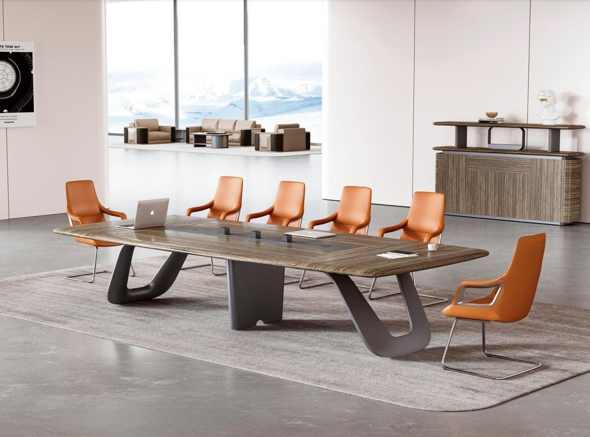 Xlmoebel Konferenztisch Brauner Langer Designer Arbeitstisch für modernes Büro, Made in Europa