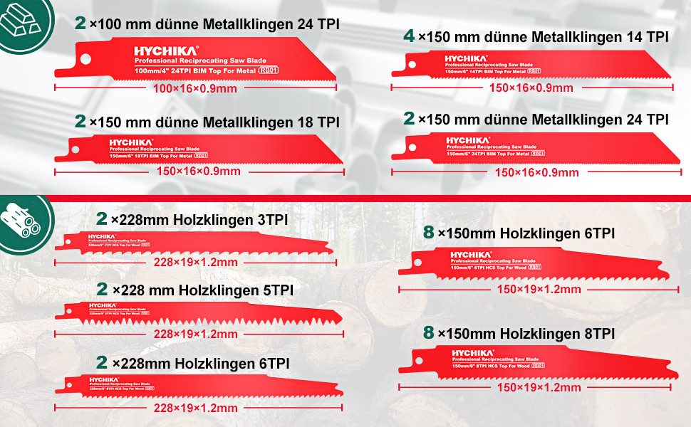 HYCHIKA Säbelsägeblatt HYCHIKA Reciprocating Saw Blades 32 Pieces (1-St) – Bild 3 von 5