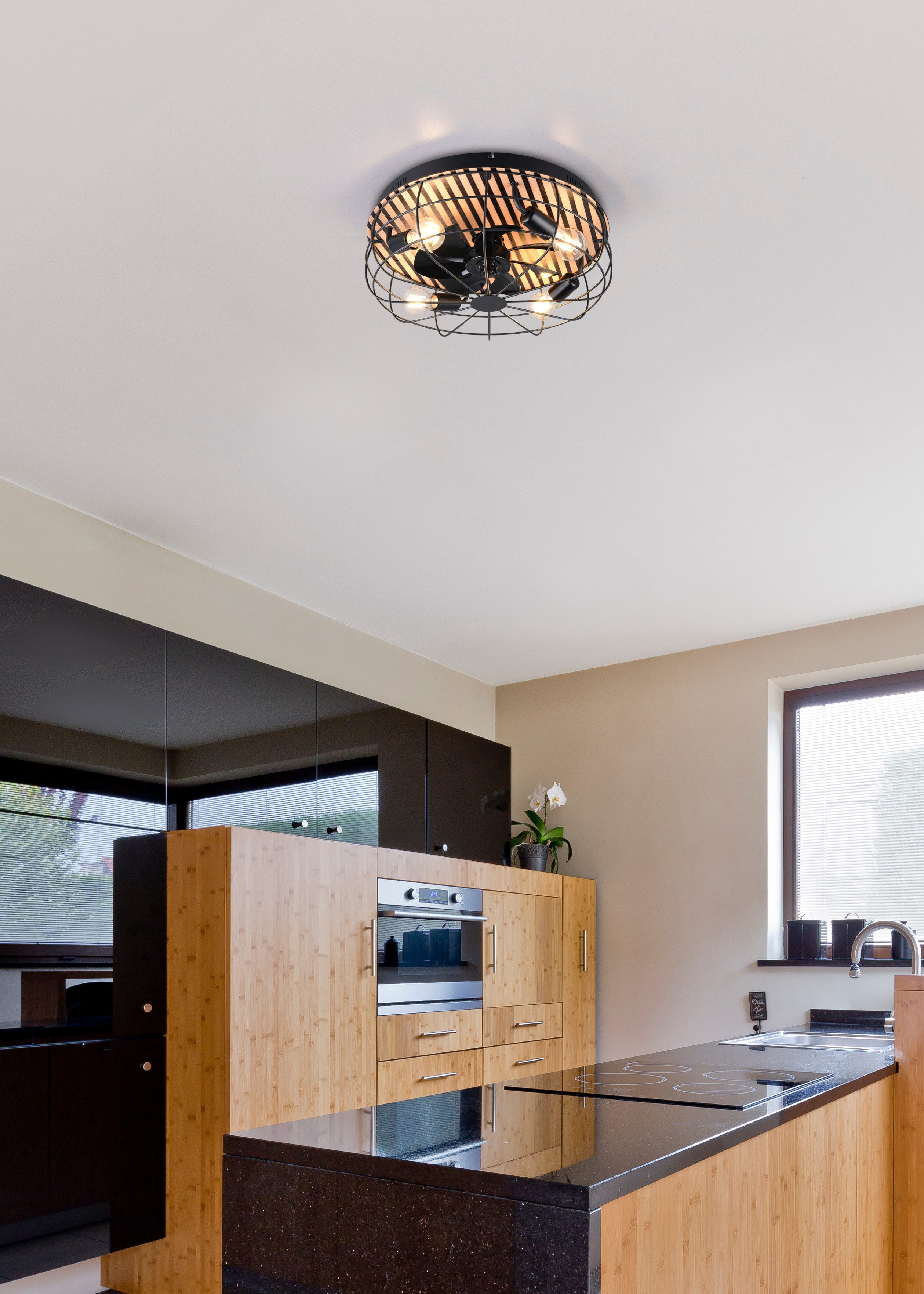 my home Deckenleuchte Nilux mit Ventilator, Deckenventilator mit Licht exkl günstig online kaufen