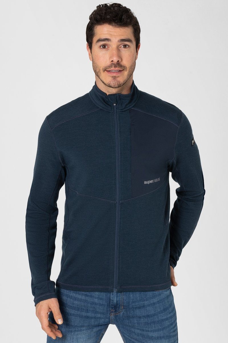 SUPER.NATURAL Outdoorjacke Merino Jacke M ADVENTURE TRACK funktioneller Merino-Materialmix Blueberry