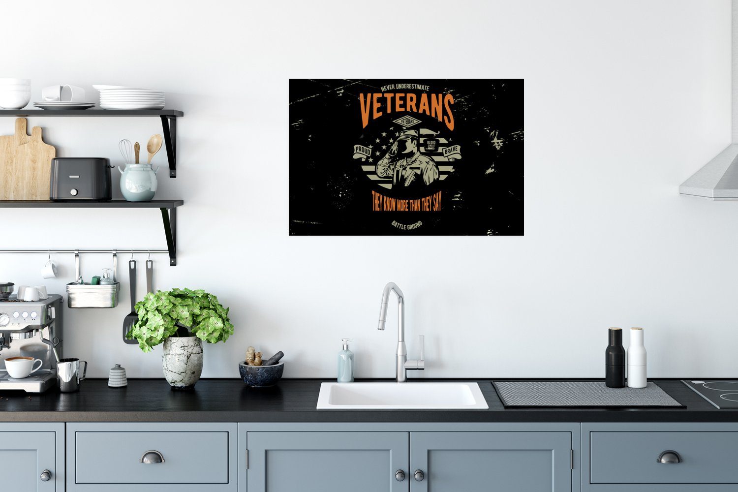 (1 Wandposter Wohnzimmer, Poster, - Poster Ohne Retro, MuchoWow - für Rahmen Militär Amerika St), Wandbild,