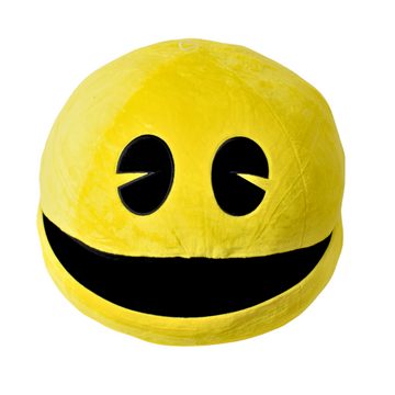 TE-Trend Kuscheltier Pac-Man Kissen XXL Kuschelkissen Emoji Dekokissen Zierkissen gelb