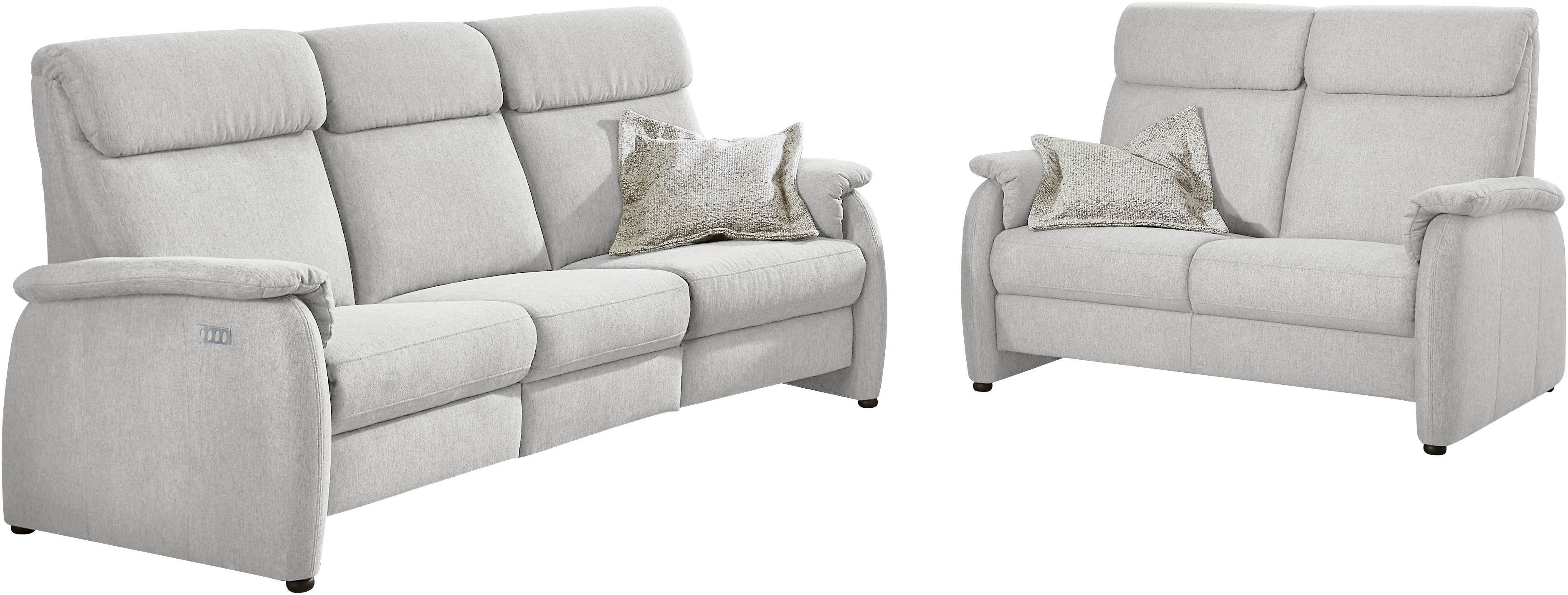 Home affaire Polstergarnitur Turin, 2,5- & 3-Sitzer mit elektrischer Relaxfunktion, (Set, 4-tlg), inkl. Tisch, USB & Steckdose, Federkern & pflegeleichtem Bezug
