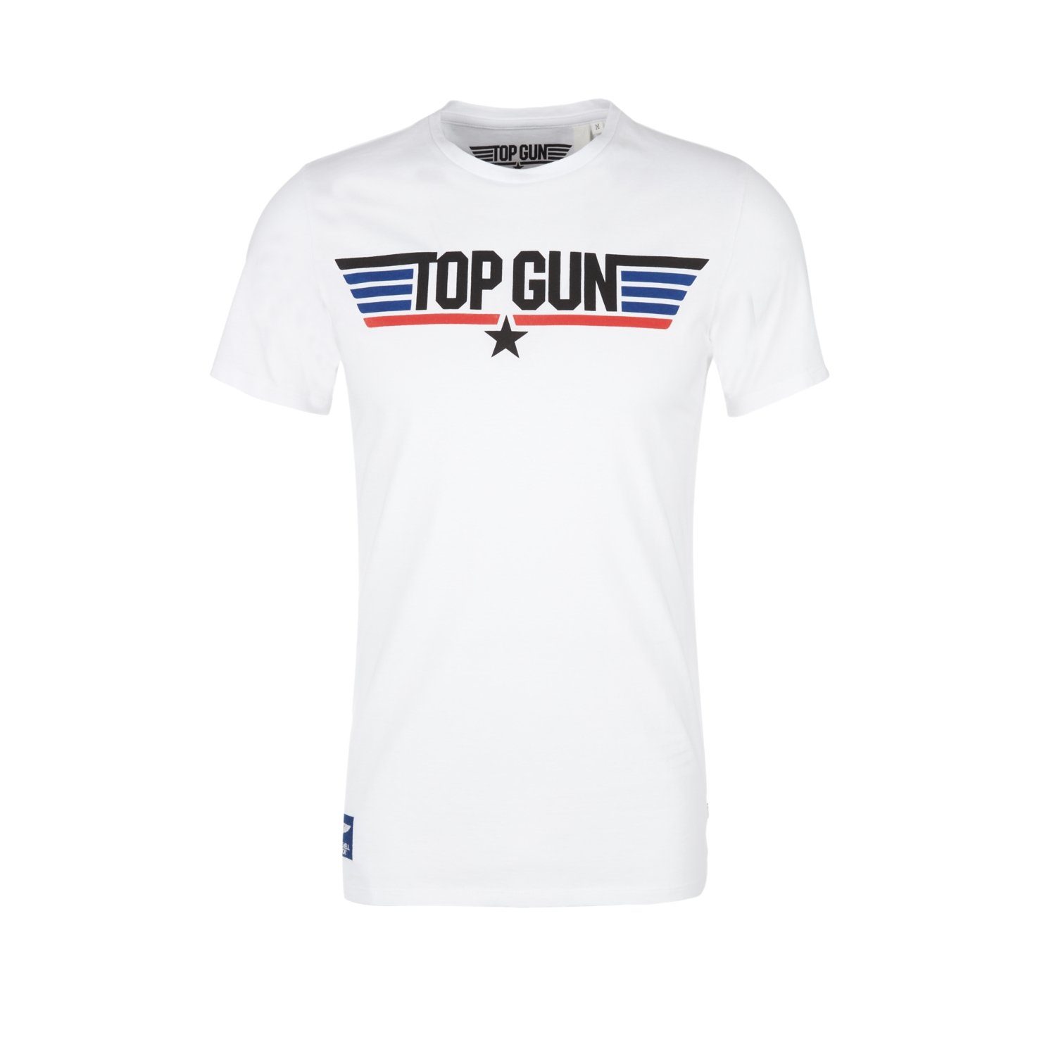 Print, mit T-Shirt Slim (1-tlg) kurzarm Top Maverick, Weiß s.Oliver Fit, Gun