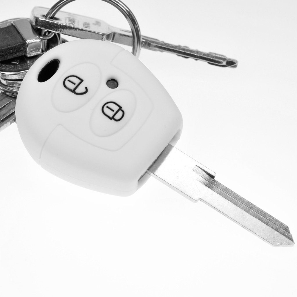 mt-key Schlüsseltasche Autoschlüssel Softcase Cordoba Fernbedienung Schutzhülle Sharan Skoda Polo Tasten Fox SEAT Weiß, für T4 Silikon 2 VW
