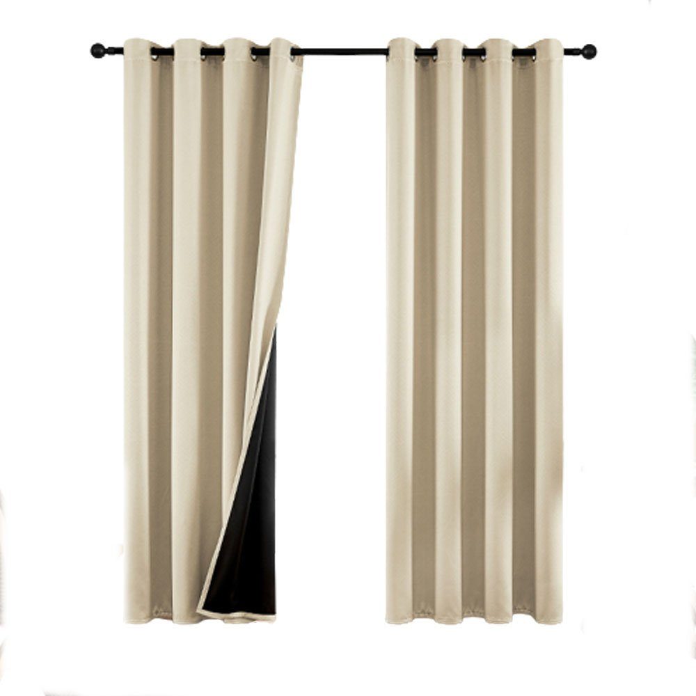 Gardine Beige Lichtundurchlässige Vorhänge Schallschutz FELIXLEO cm, Set 2er 213x 132