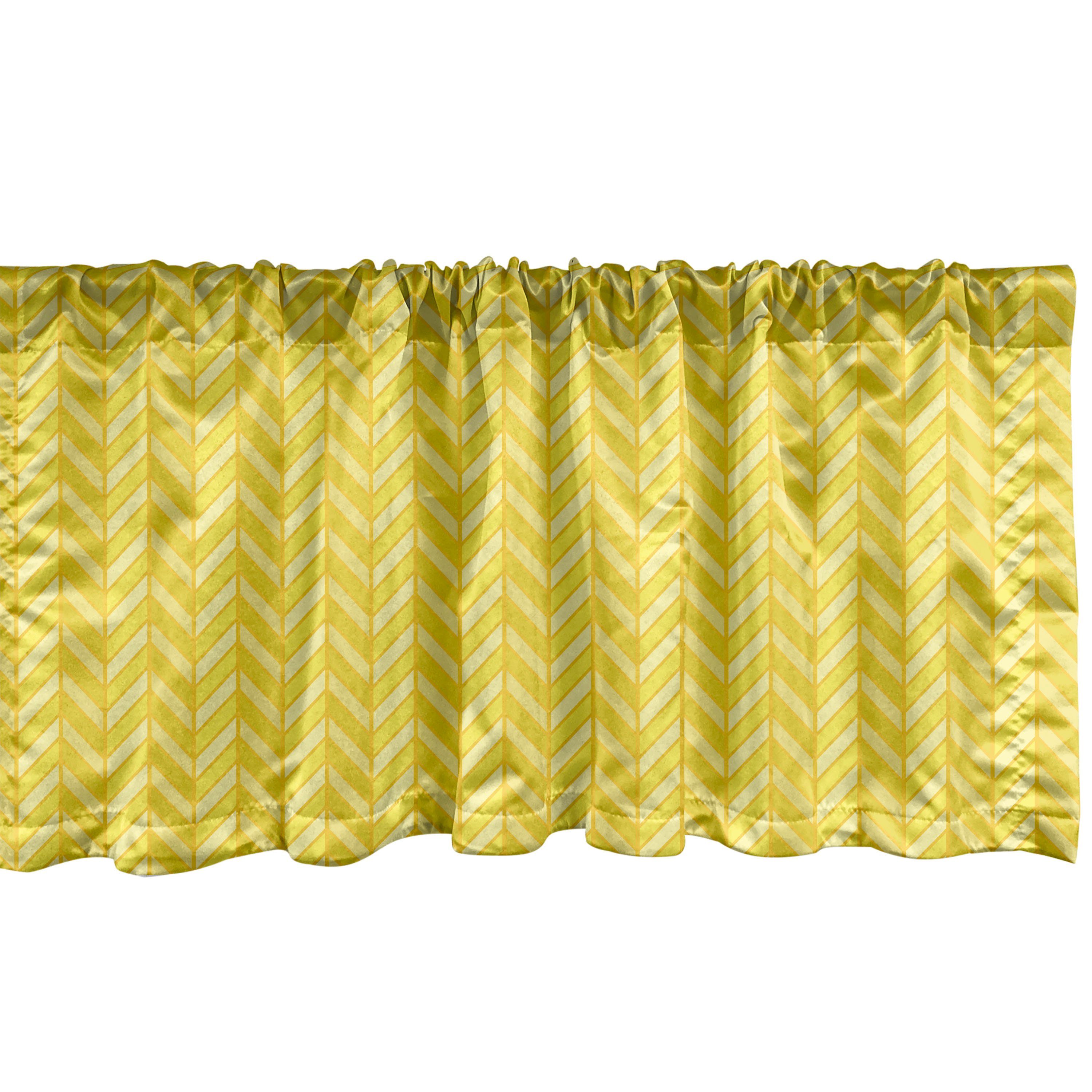 Scheibengardine Vorhang Volant für Küche Schlafzimmer Dekor mit Stangentasche, Abakuhaus, Microfaser, Yellow Chevron Vertikal Retro