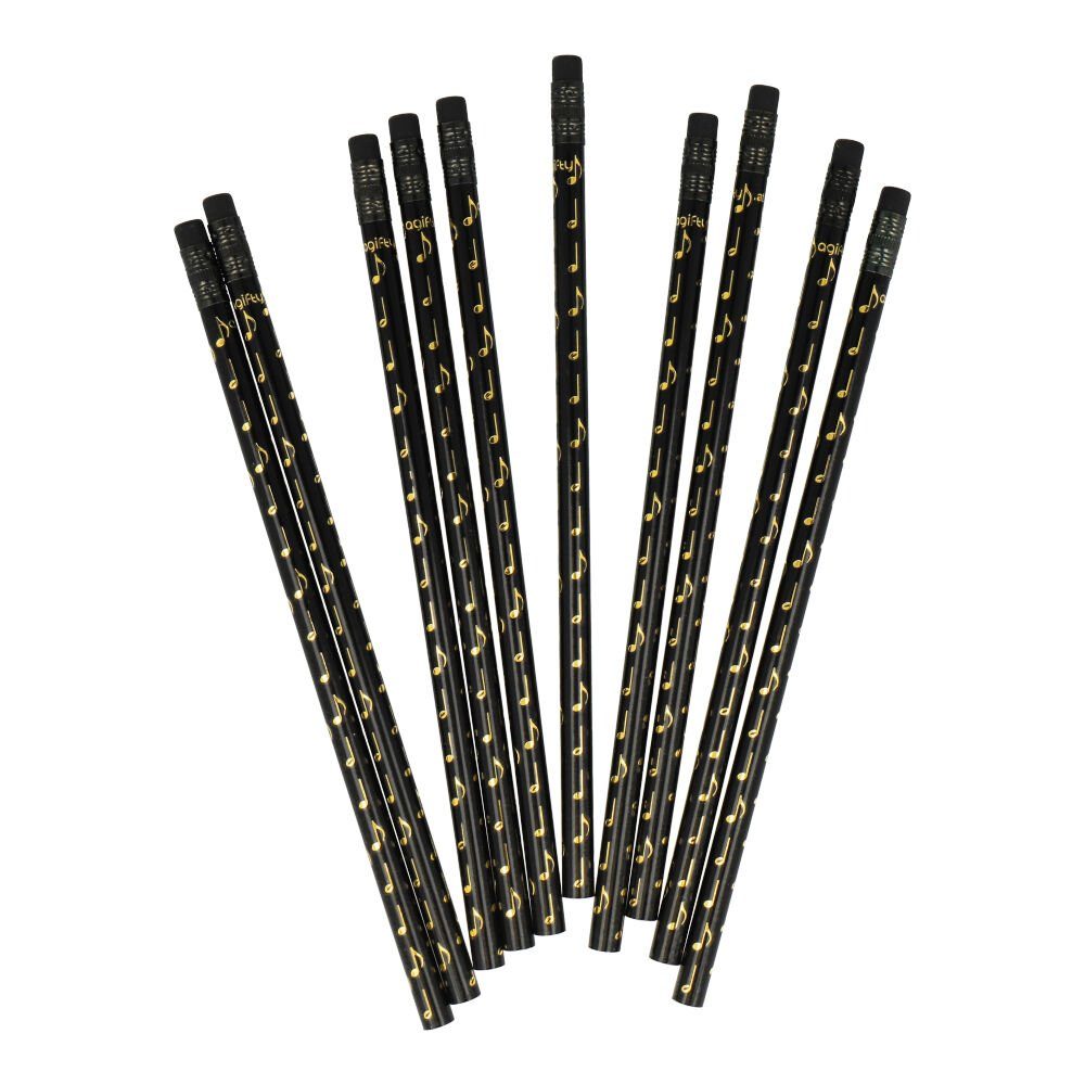 mugesh Bleistift Bleistift Noten schwarz/glänzend (10er-Set), für Musiker