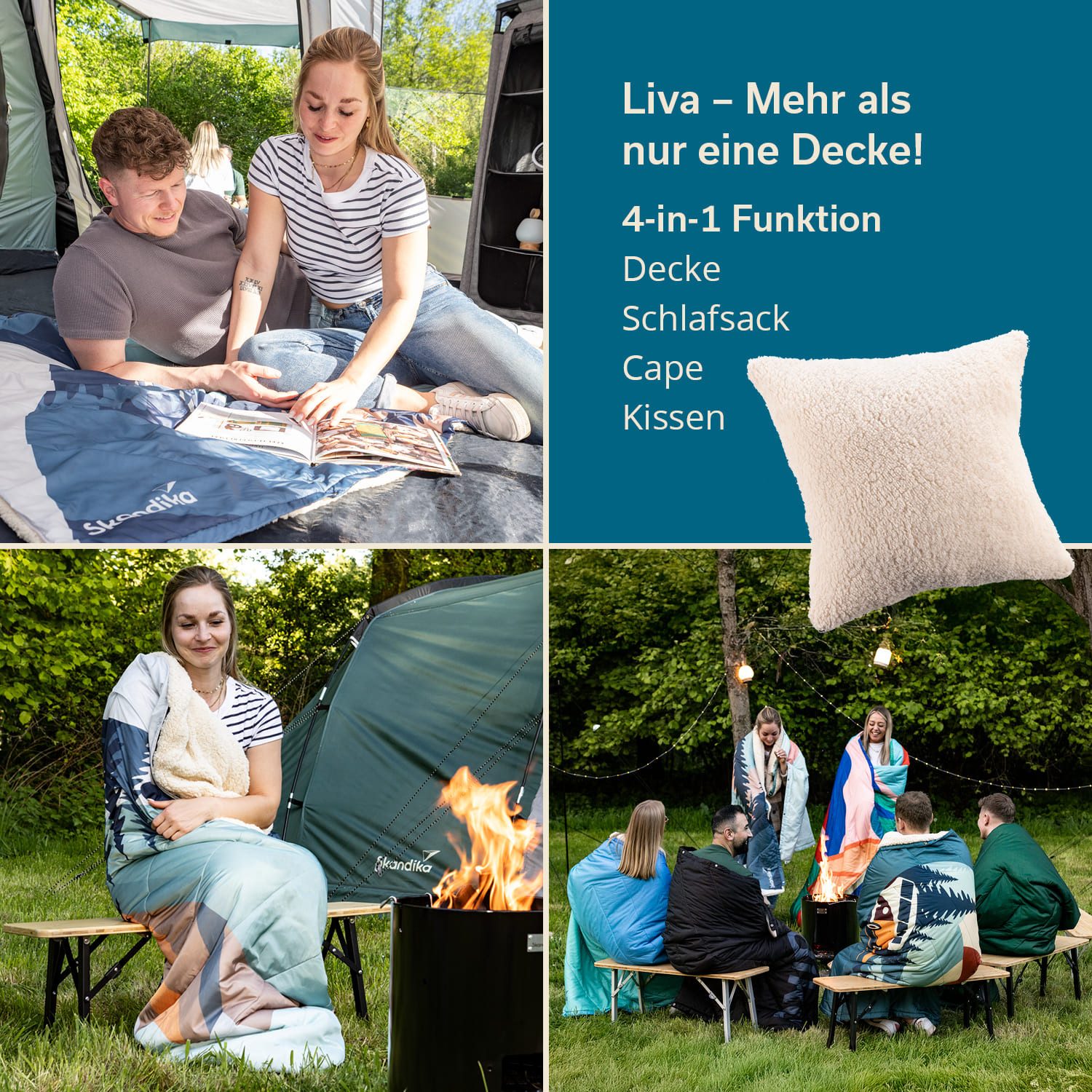 Skandika Deckenschlafsack Campingdecke Liva, 4-in-1, Outdoor günstig online kaufen