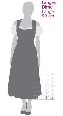 Nübler Dirndl Damen Dirndl lang im Landhausstil, Rocklänge 90cm (Dirndl Set lang THEA, 2-tlg., Dirndl Kleid mit Schürze) Moderne Tracht im bayerischen Stil - Trachtenmode Damen