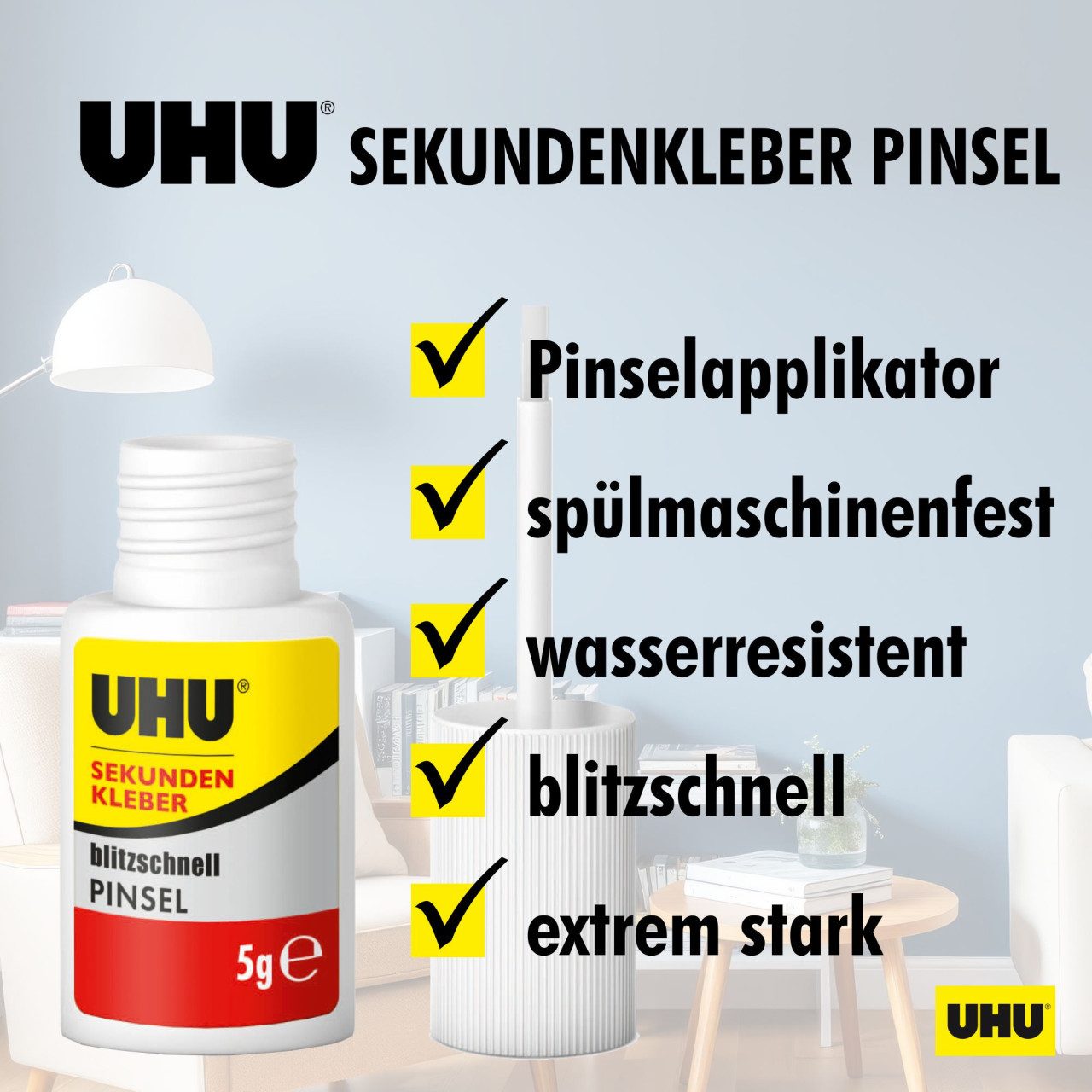 UHU Bastelkleber UHU Sekundenkleber blitzschnell Pinsel flüssig 5 g