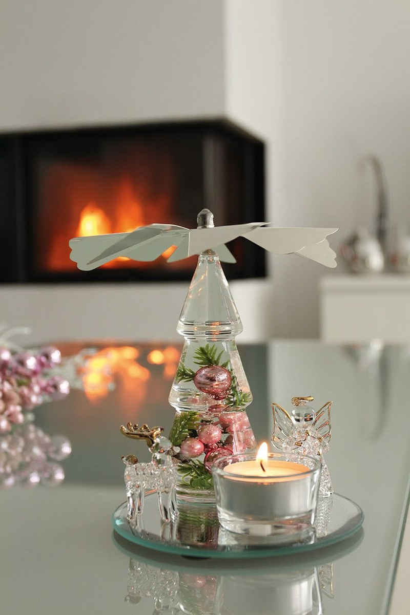 GILDE Kerzenhalter »Dream Pyramide Mini auf Spiegel VE 2 (BxHxL) 17 cm x 15 cm x 12 c«, Kerzen Kerzenhalter Tischkerze Dekokerze Leuchte Feuer