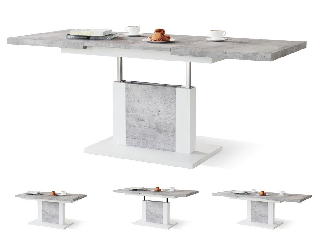 designimpex Couchtisch Design Orion stufenlos höhenverstellbar ausziehbar E günstig online kaufen