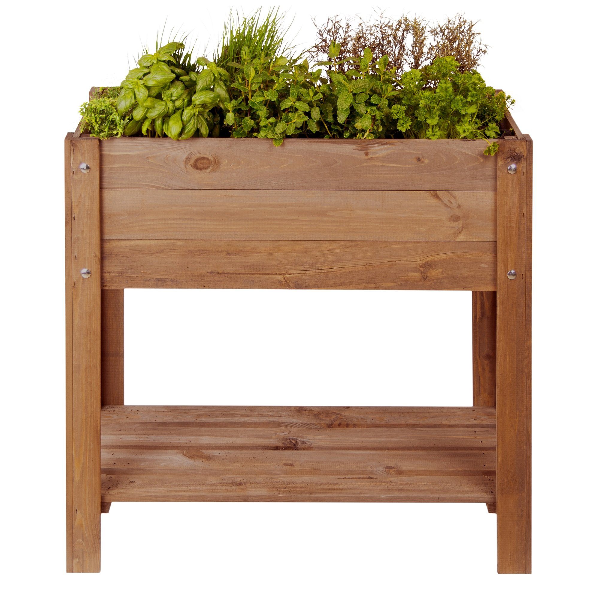 Dekowunder Übertopf Hochbeet Ablage Pflanz Kasten H=78 cm Holz Blumen Beet Kübel braun eckig Kräuter