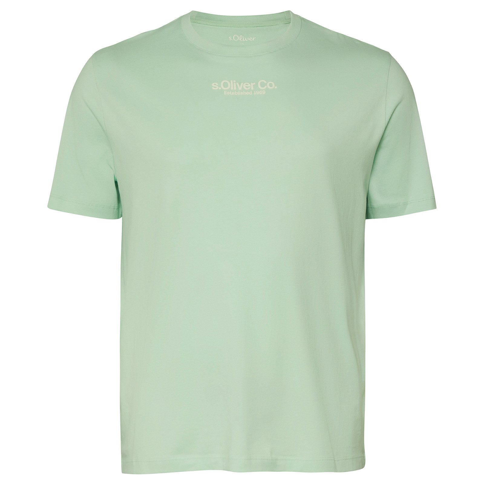 s.Oliver Rundhalsshirt s.Oliver Übergrößen Basic-T-Shirt mintgrün Logoprint