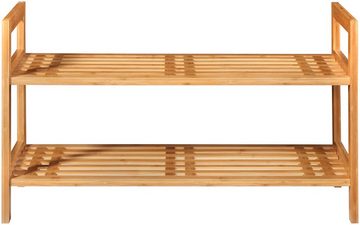welltime Schuhregal Bambus, Breite 70 cm, Regal mit 2 Ablagen, Stapelregal aus Bambus