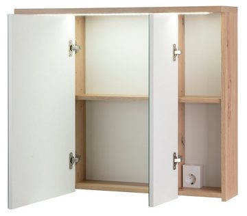 Badezimmerspiegelschrank POOL, Braun, Breite 80 cm, 3 Spiegeltüren, inkl. LED-Beleuchtung