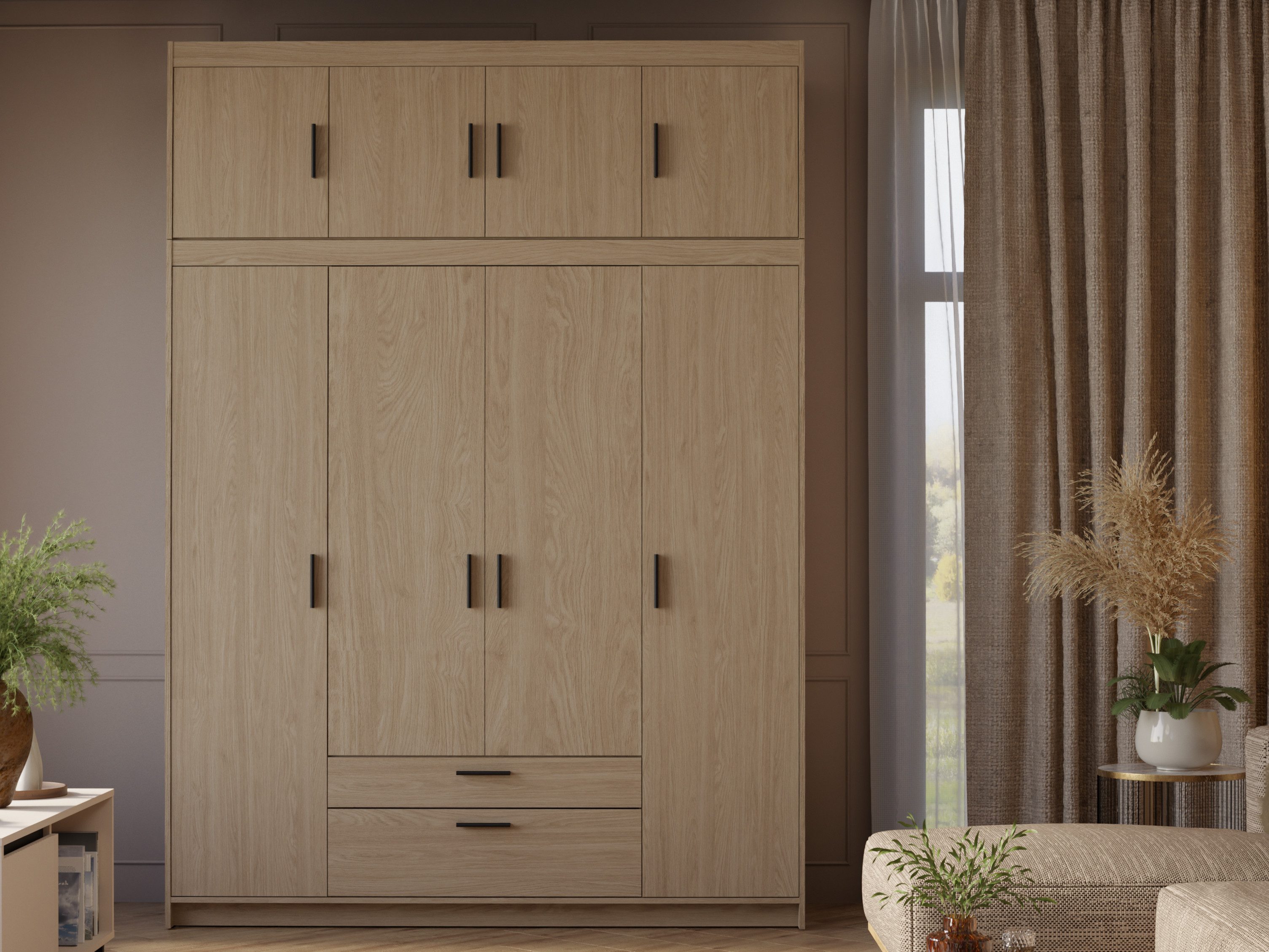 Beautysofa Drehtürenschrank ELENA 4D mit Erweiterung 4-Türig, mit Schubladen