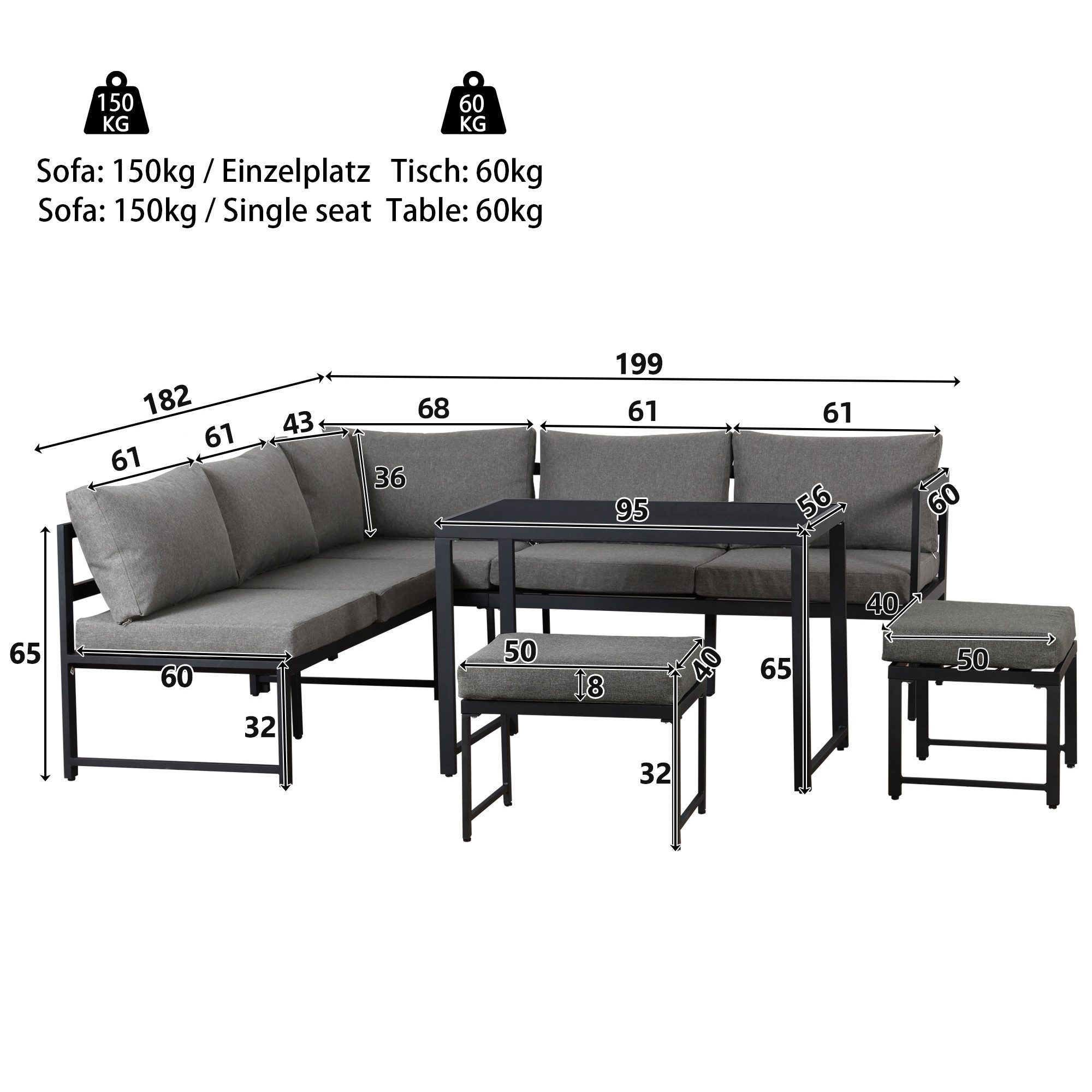 Celya Gartenlounge-Set Gartenlounges, Gartenmöbel Set 7 günstig online kaufen