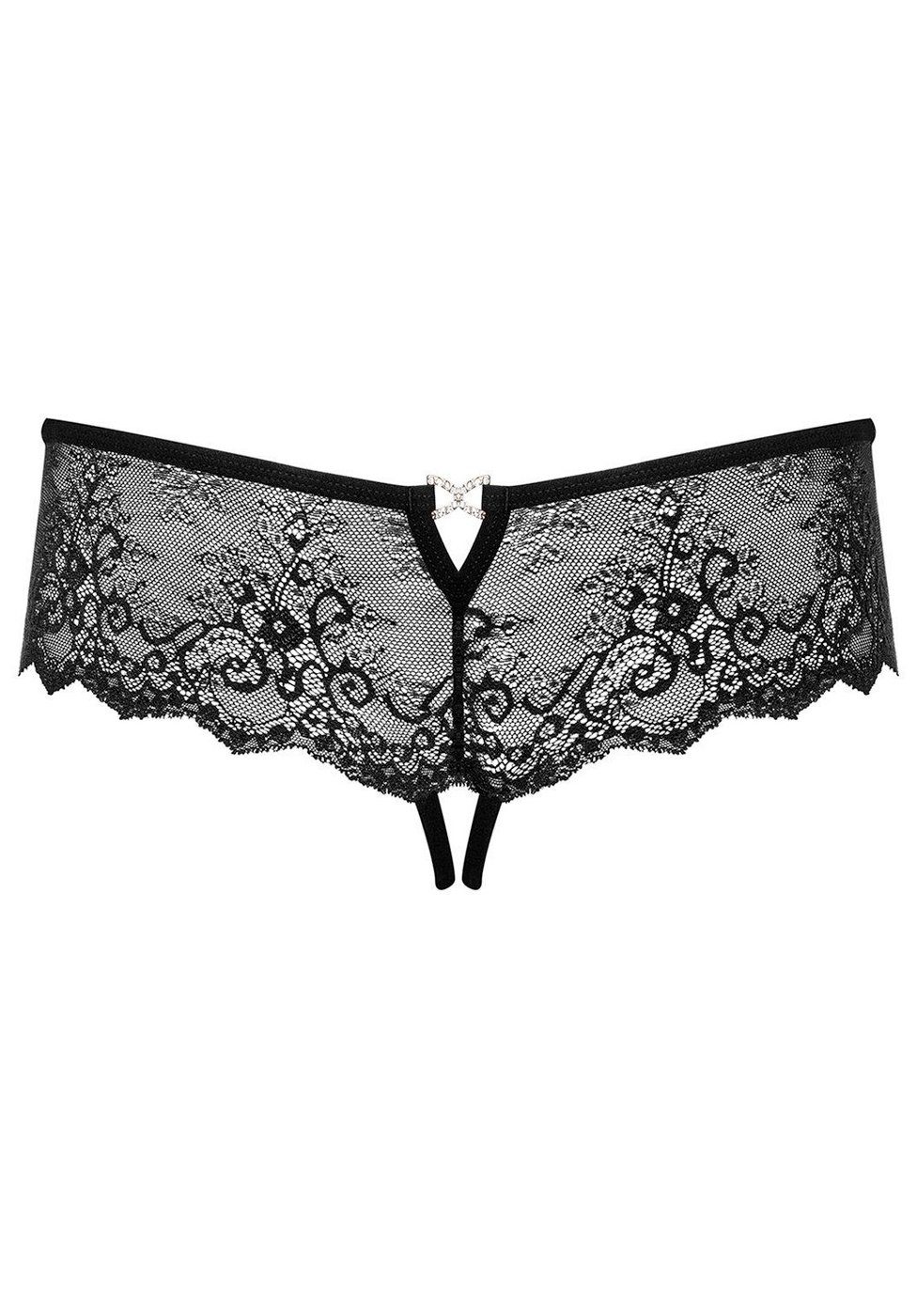Obsessive Slip-Ouvert Ouvert-Slip aus Spitze - schwarz (1-St) mit offenem Schritt