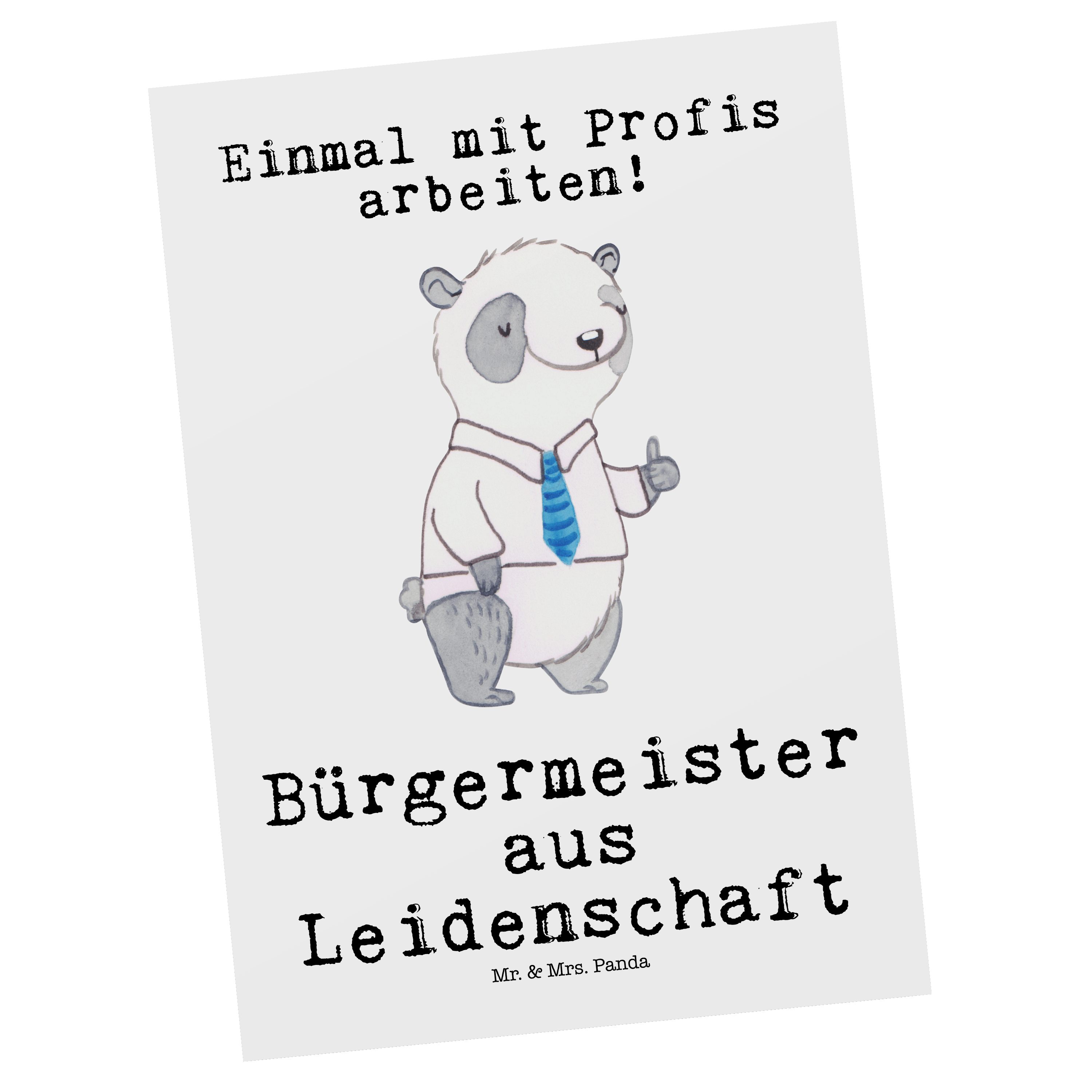 Mr. & Mrs. Panda Postkarte »Bürgermeister aus Leidenschaft Weiß