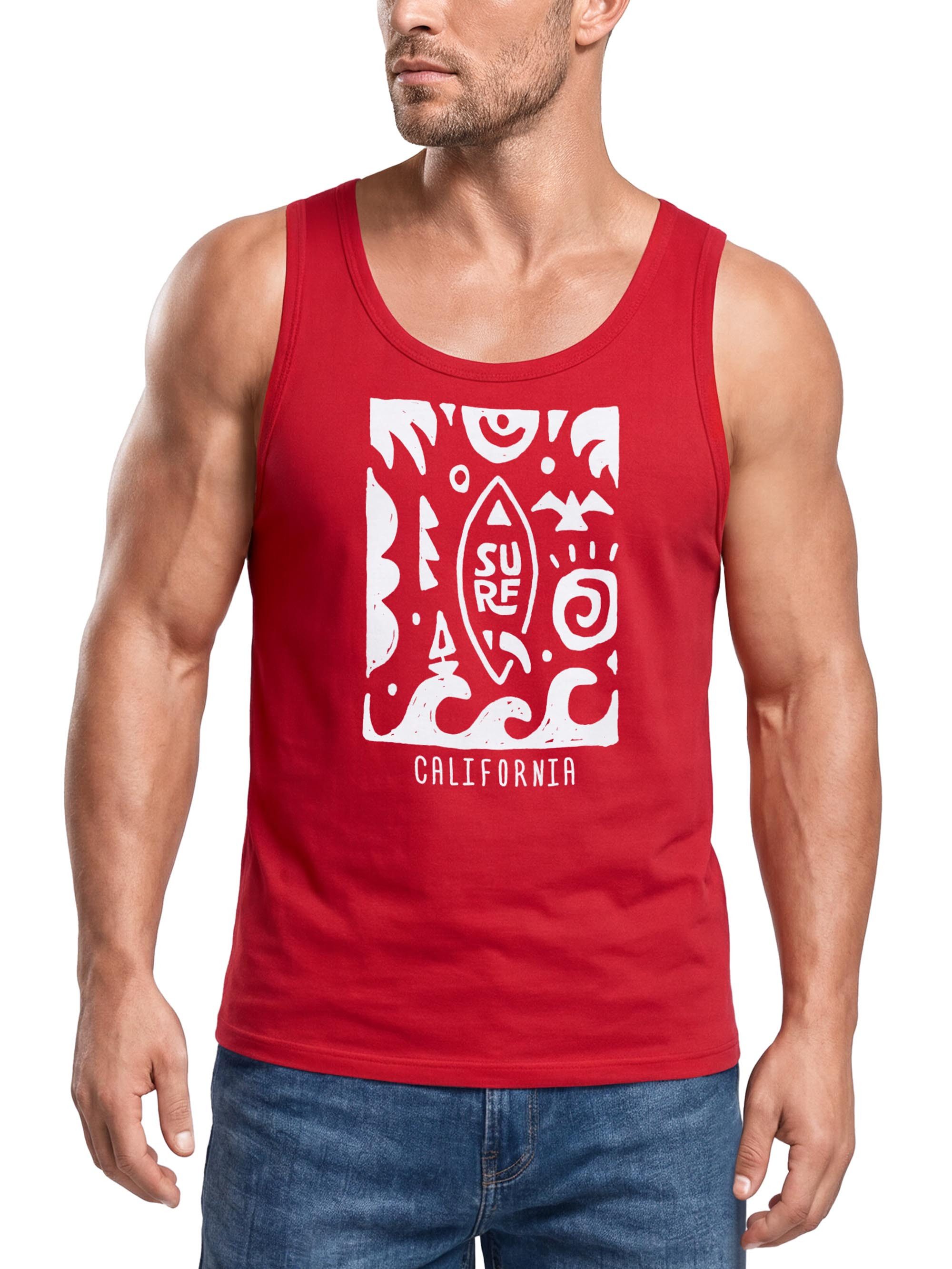 Neverless Tanktop Herren Tank-Top Surf California Ethno Welle Meer Sommer Sonne mit Print