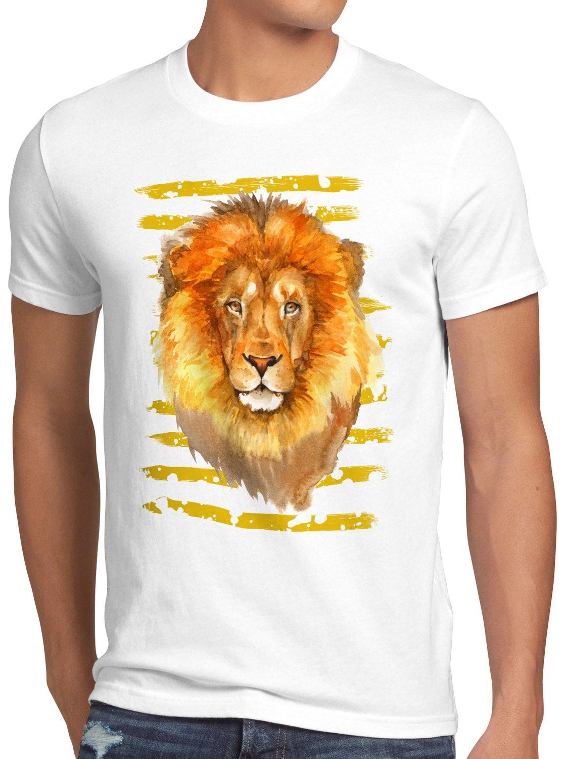 style3 Print-Shirt Herren afrika safari savanne T-Shirt Löwe sommer