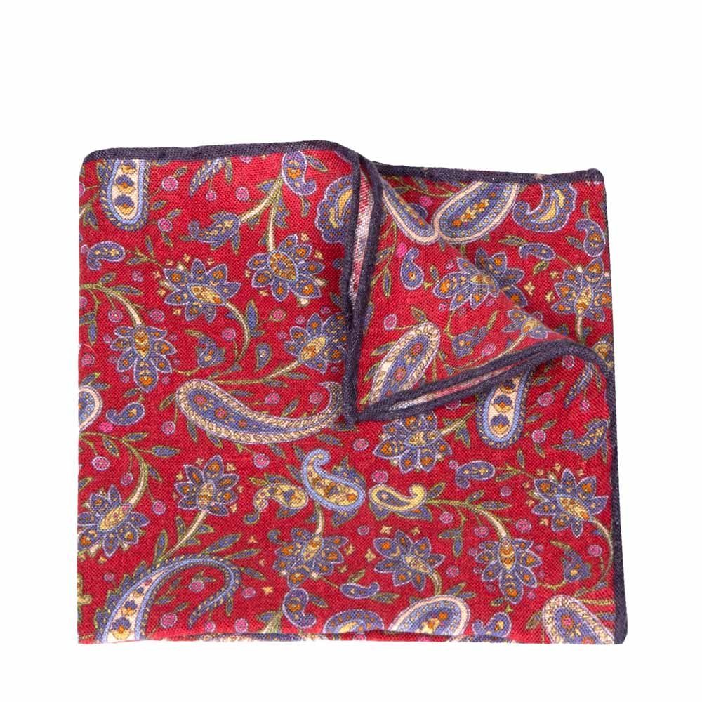 BGENTS Einstecktuch Handrolliertes Leineneinstecktuch mit Paisley-Muster, Farbintensiver Druck