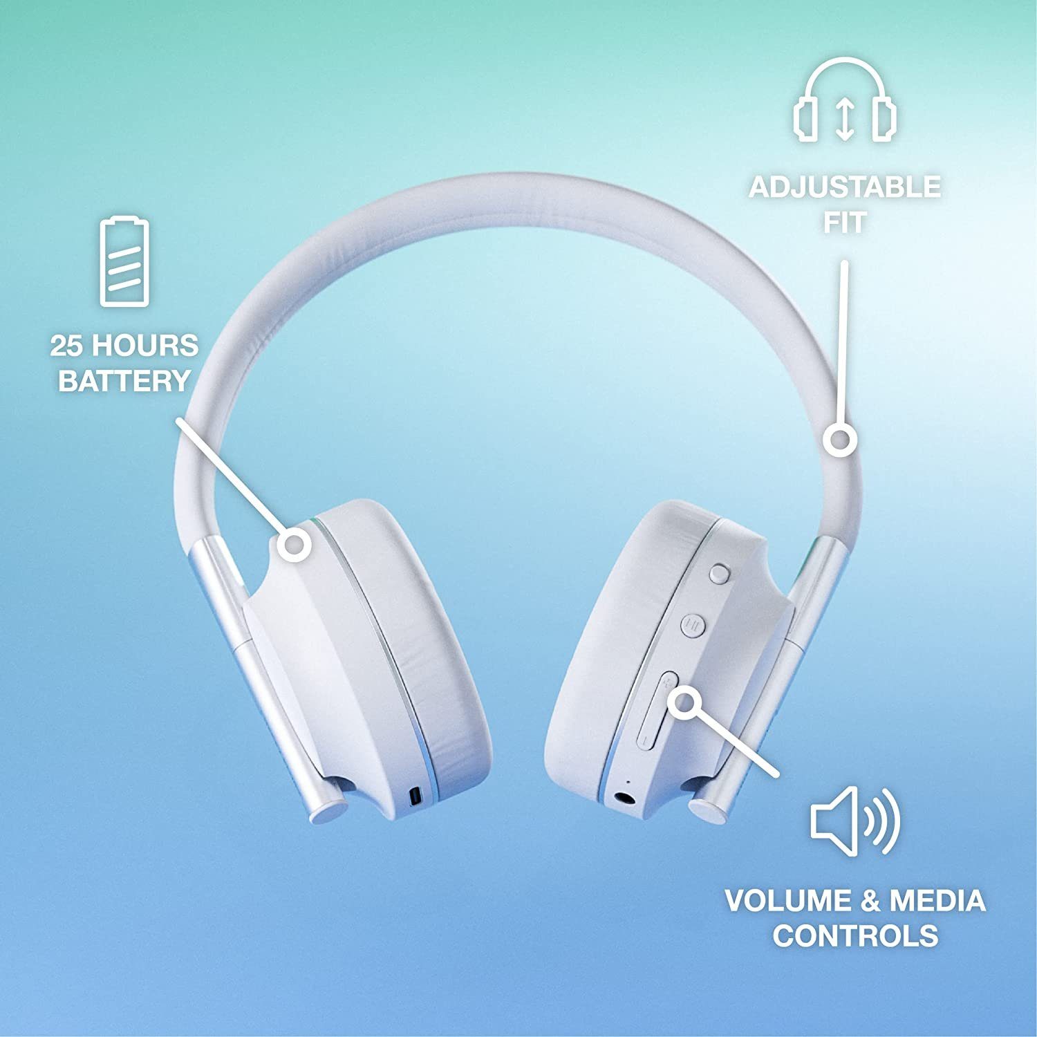 Kabellos Wireless Bluetooth Plugs Headphones Over-Ear-Kopfhörer Happy 85dB