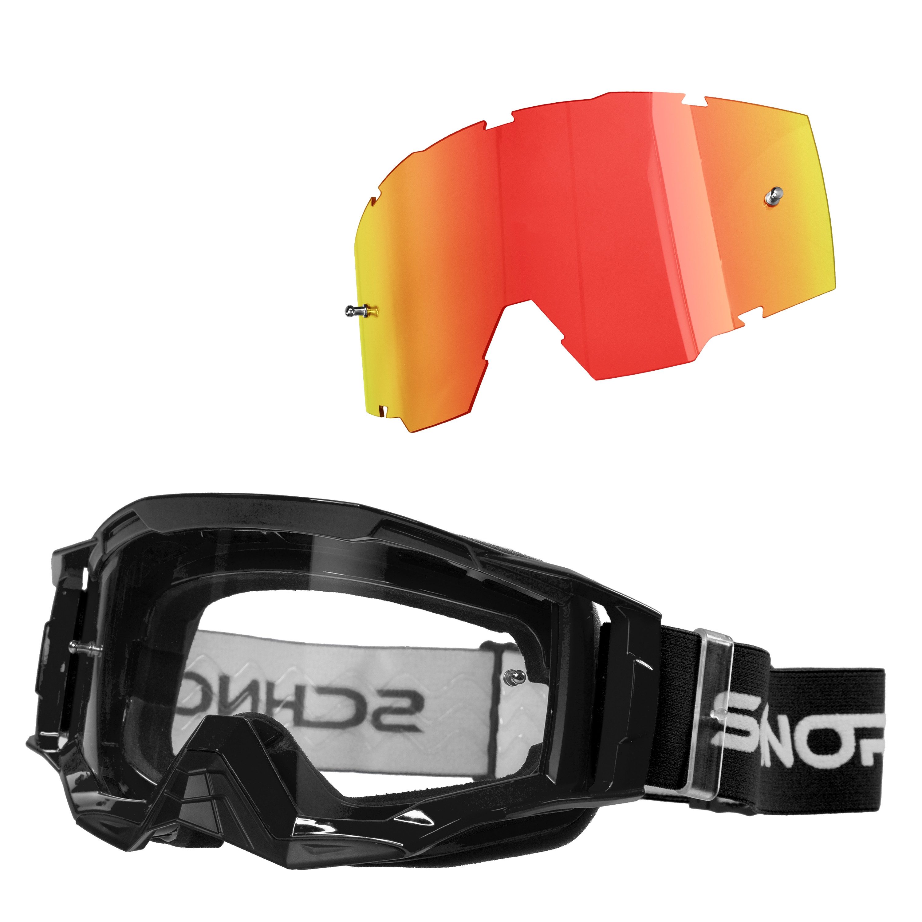 Sportbrille MX Neo Motocross Brille Anti-Fog & Tear-Off + Wechselglas Rot