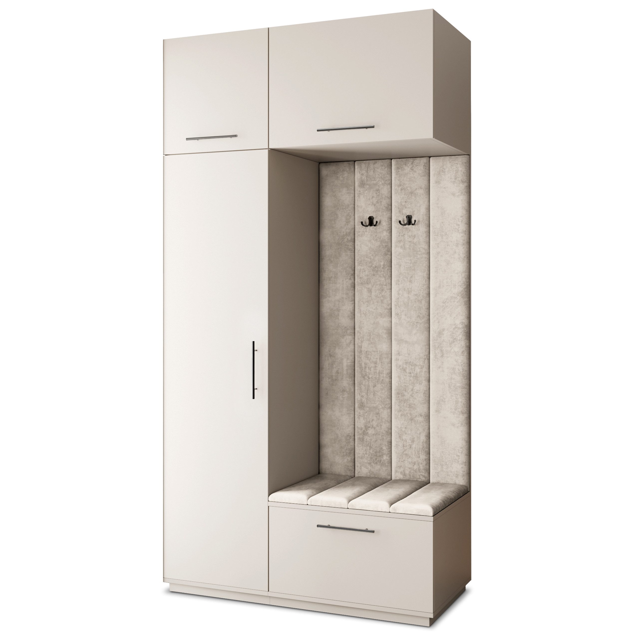 Masseno Garderobenschrank REMA 120 x 240 cm Garderoben-Set mit 1 Tür Kaschmir