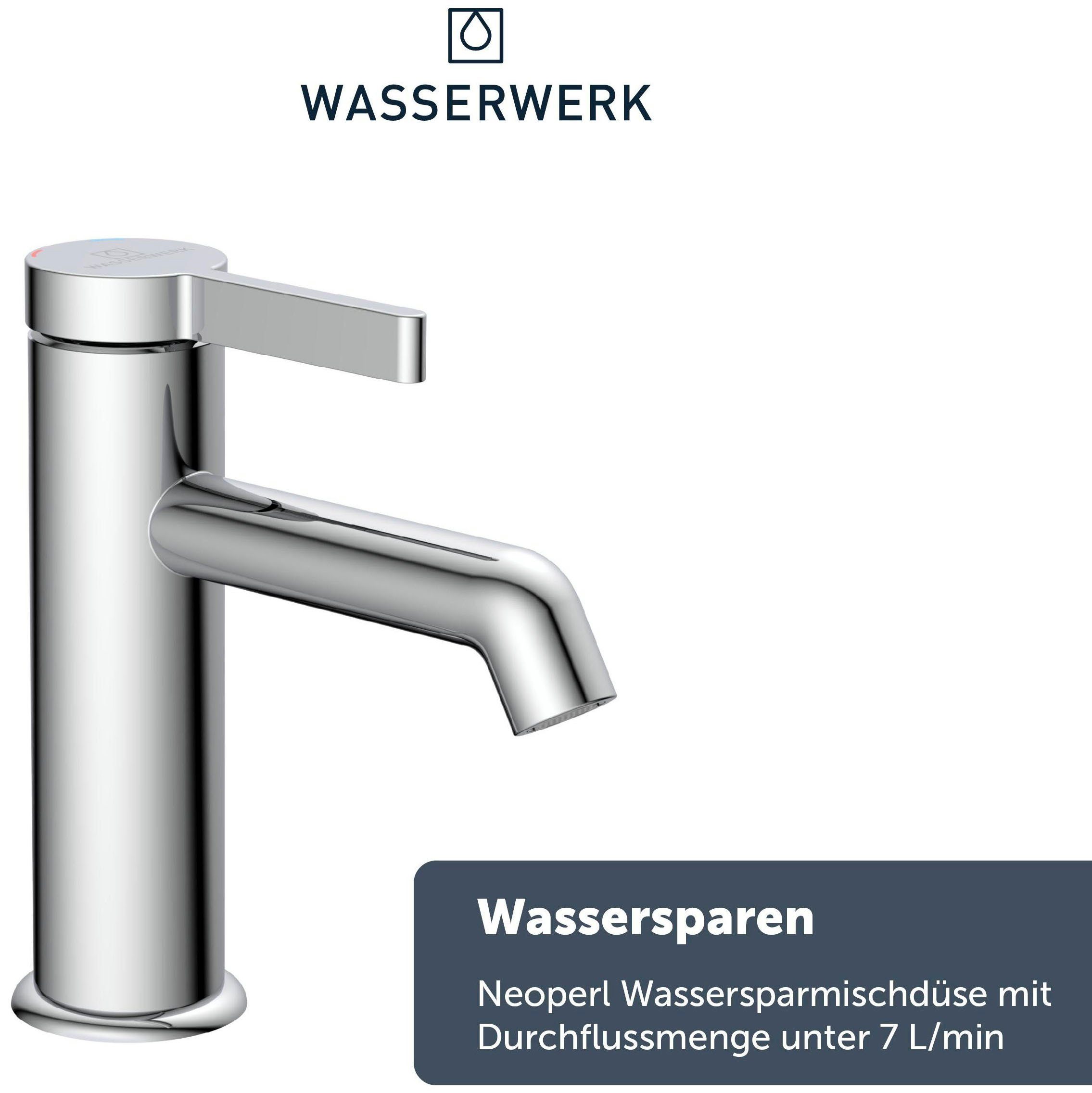 wassersparend inkl. Popup, Waschtischarmatur WT WASSERWERK 11 Chrom