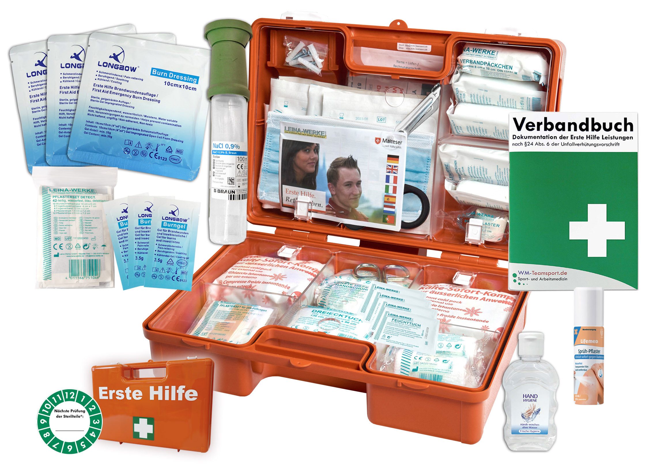WM-Teamsport Erste-Hilfe-Koffer Erste-Hilfe-Koffer GASTRO M4+ DIN 13157 + Hygiene-Gel, Sprühpflaster