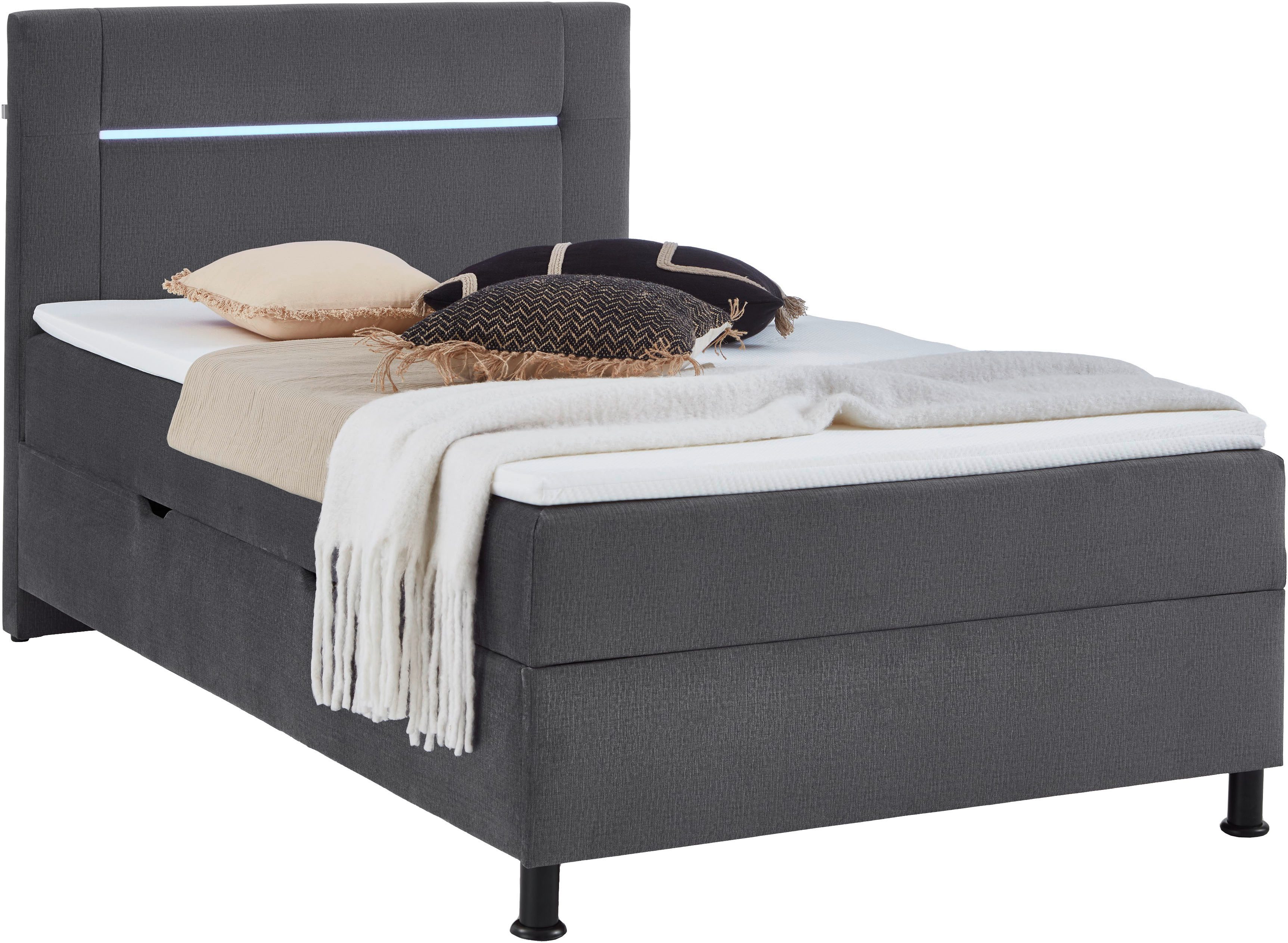 INOSIGN Boxbett Escalon LED mit Bettkasten, inkl. Topper, LED-Lichtleiste im Kopfteil, erhältlich in den Breiten 120x200cm und 180x200cm