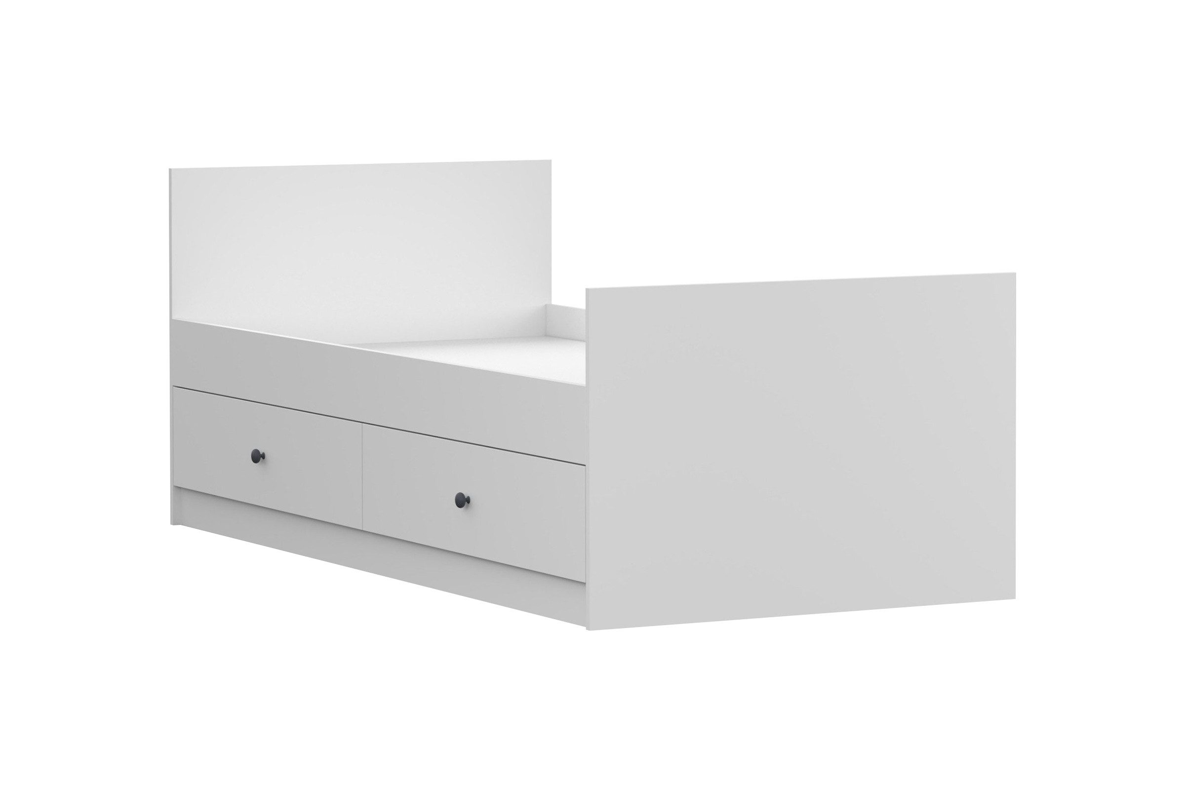 Deine Möbel 24 Kinderbett OSCAR Einzelbett Jugendbett 90x200 cm mit Schubladen (Matratze optional, Set, 3-tlg., ganz in Weiß / Cashmere, Griffe: Rosa / Anthrazit OSCAR-Kollektion), Kinderzimmer Jugendzimmer Jungenzimmer Mädchenzimmer
