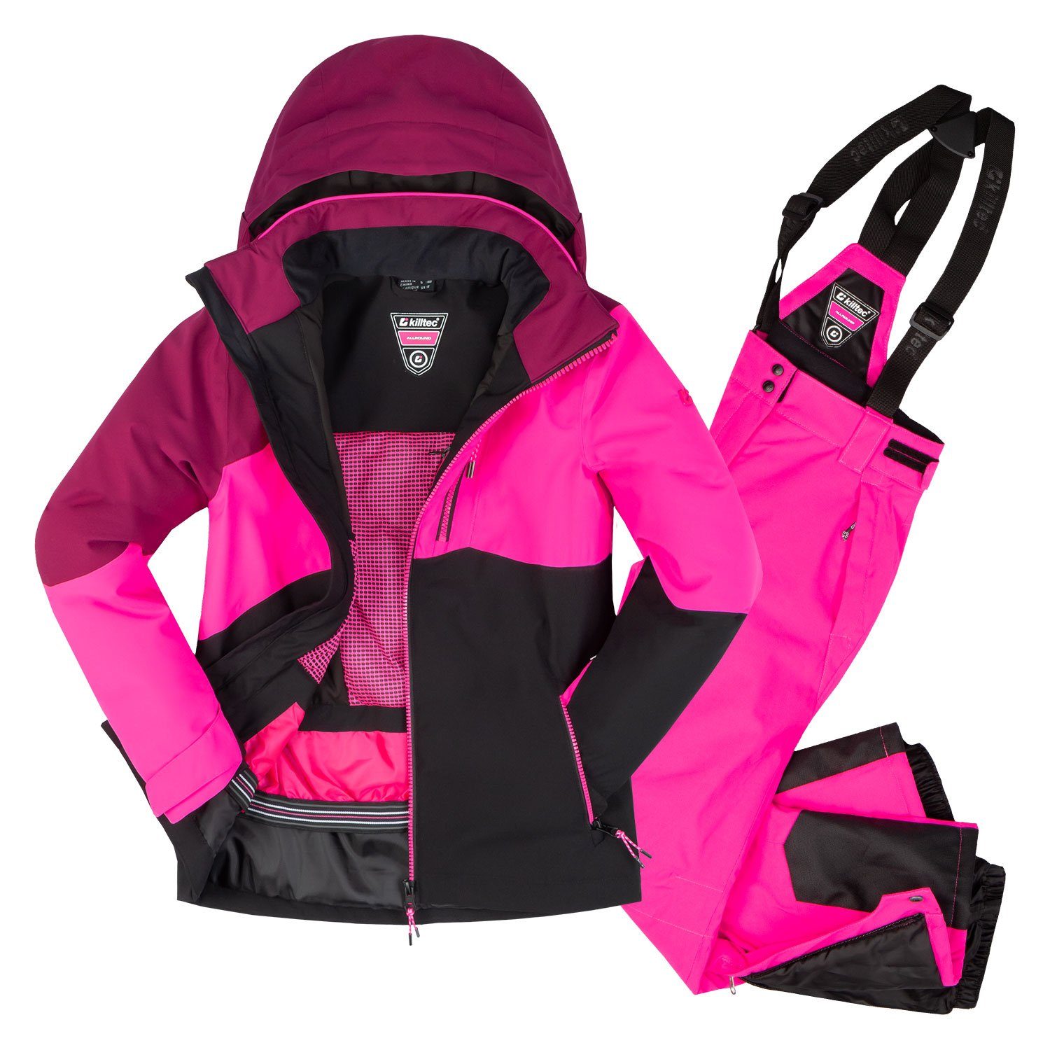 Killtec Skianzug für Mädchen, Kinderskianzug (Gr. 164, pink/ schwarz)