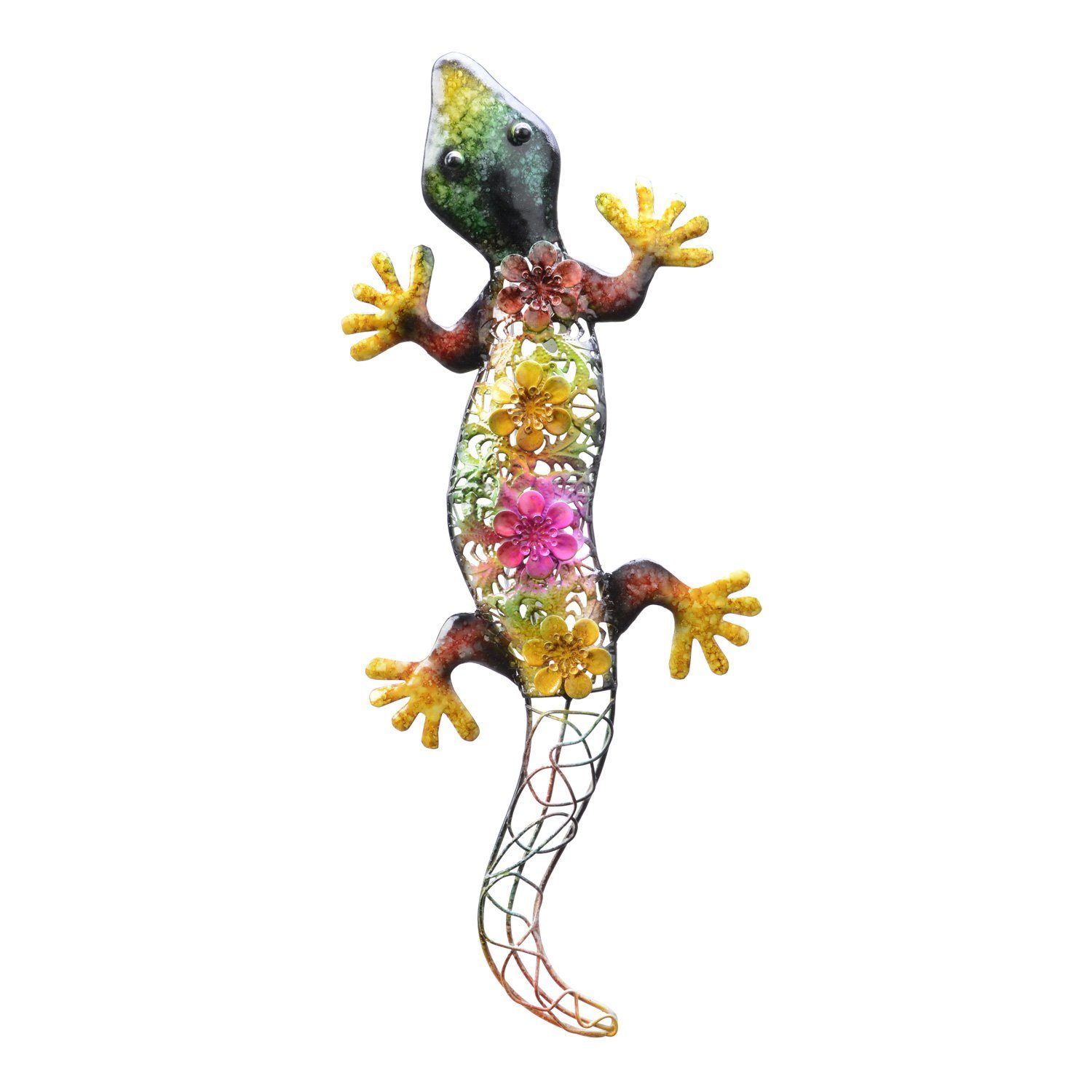 St) MARELIDA Wandschmuck Gecko (1 Terrasse bunter Hauswanddeko Dekoobjekt 55cm Eidechse Wanddeko