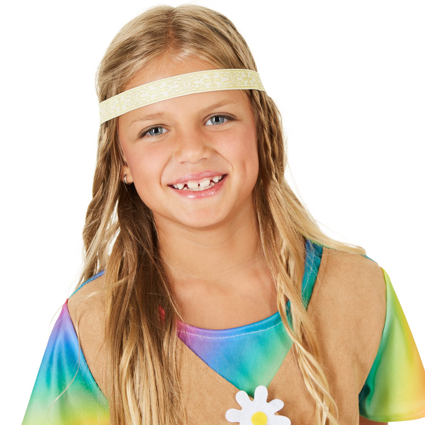 dressforfun Hippie-Kostüm Mädchenkostüm Blumenkind, Farbenfrohes Kleid