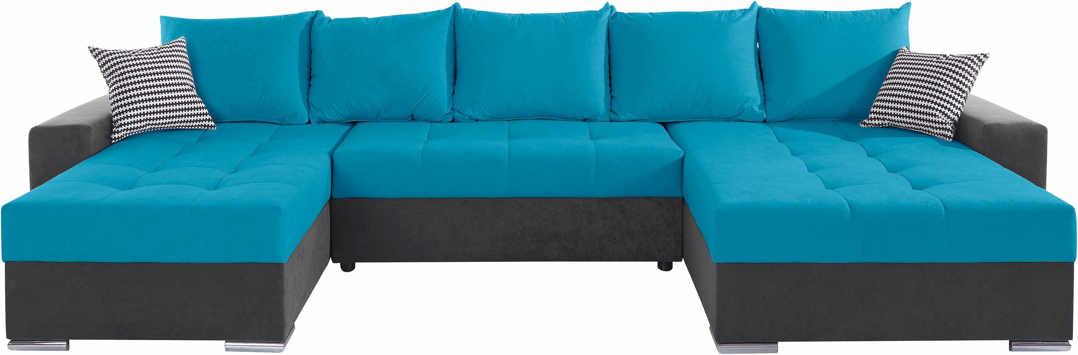 COLLECTION AB Wohnlandschaft Josy XXL U-Form, B: 333 cm, mit 2 Recamieren 77 & 97 cm, Schlaffunktion, Bettkasten & 2 Zierkissen, Federkern – Bild 2 von 5