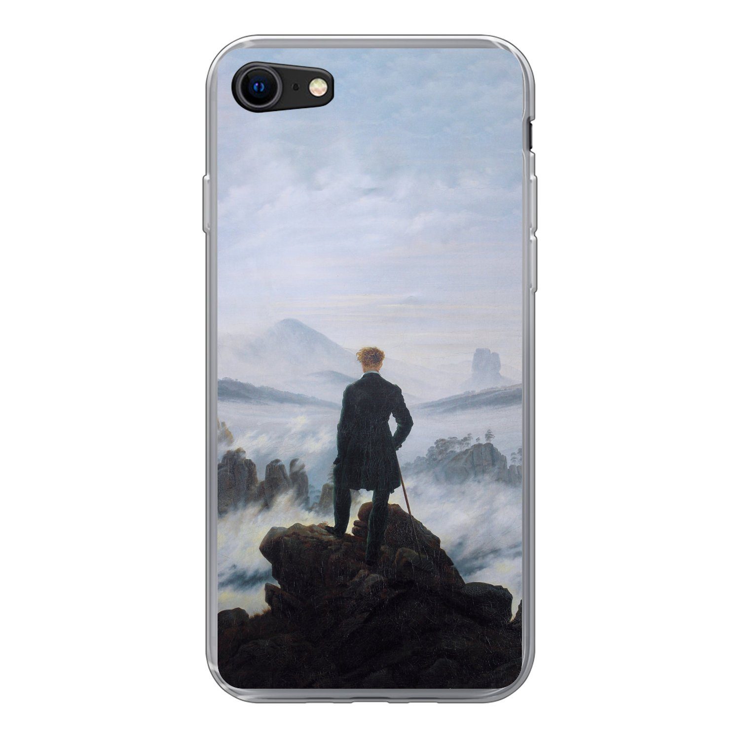 MuchoWow Handyhülle für Apple iPhone 7 Der Wanderer über dem Nebelmeer - Caspar David Frie, Smartphone-Bumper, Print, Handy Schutzhülle Dünn