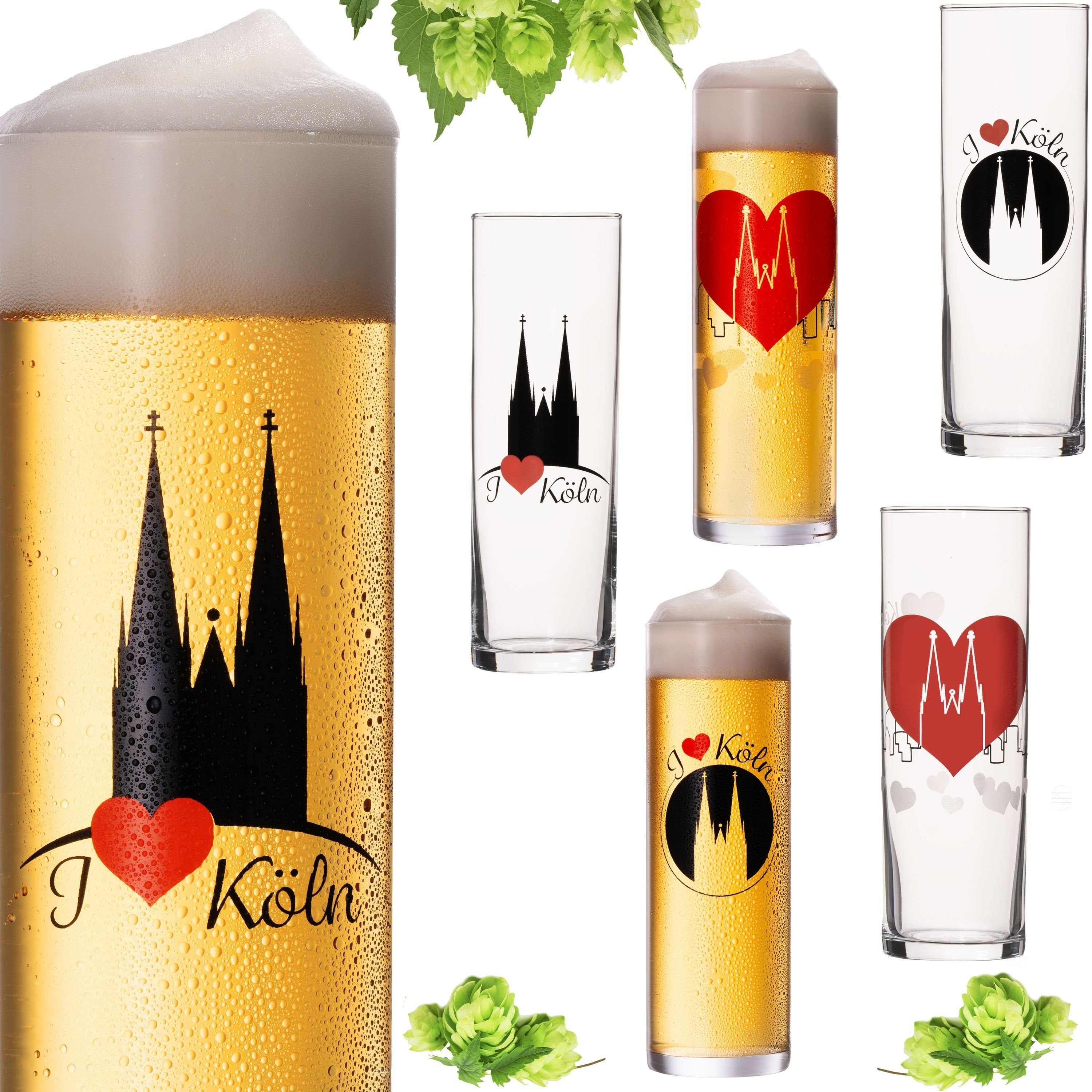 IMPERIAL glass Bierglas Kölschgläser mit Kölner Dom Motiven 200ml (max. 240ml), Glas, Set 6-Teilig Kölschstangen aus Glas Biergläser Kölngläser