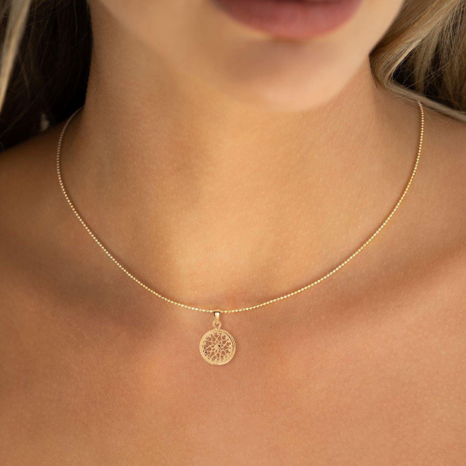 Silberkette Kette Gold Mandala Sonne - Kleines Sonnenmandala