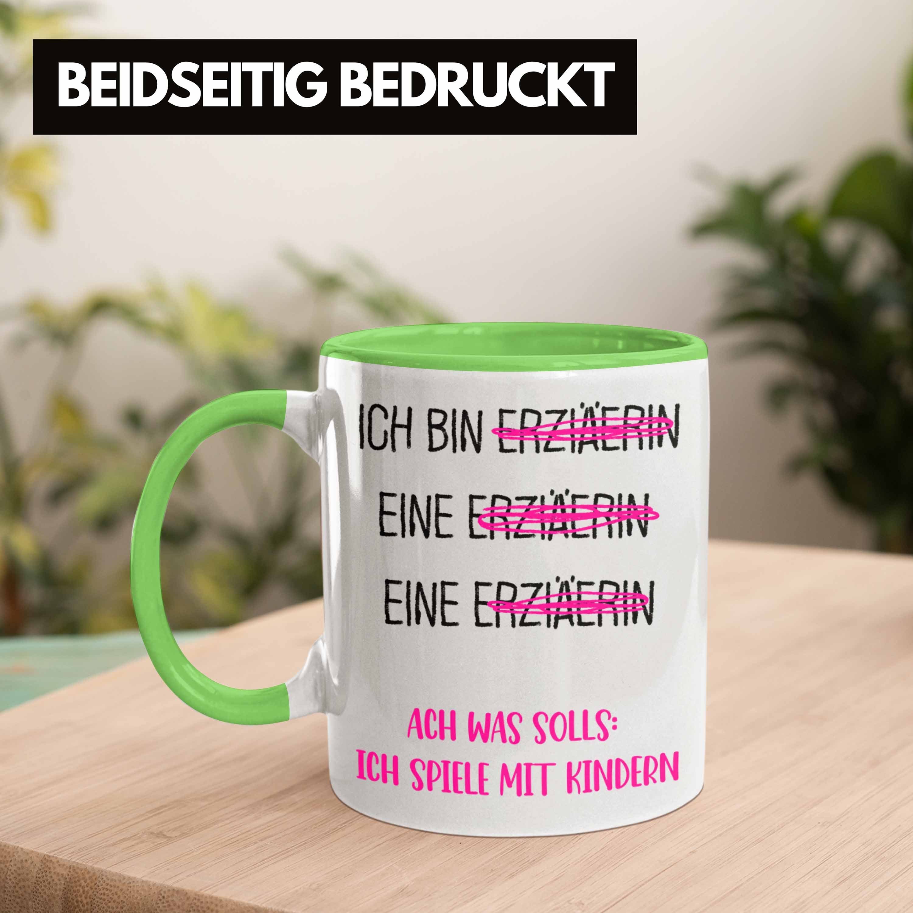 Kindergärtnerin Grün Tasse Erzieherin für Trendation Geschenkidee Spruch Tasse Geschenk