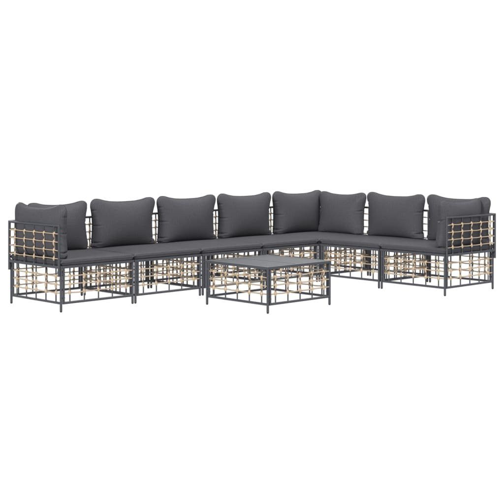 Vidaxl 8-tlg. Garten-lounge-set Mit Kissen Anthrazit Poly Rattan günstig online kaufen