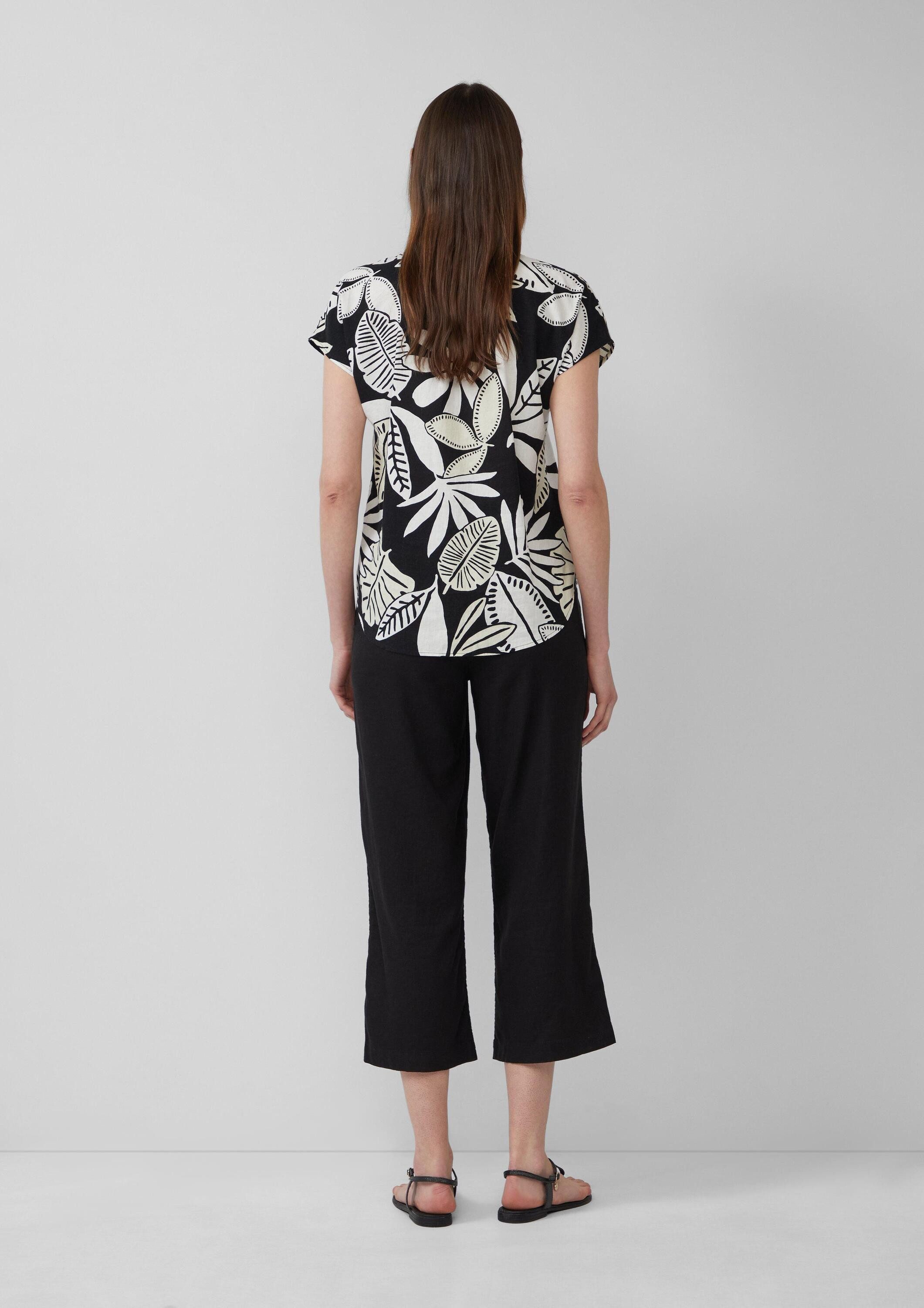 s.Oliver Kurzarmbluse Bluse Ärmellose Bluse aus Leinenmix im Relaxed Fit