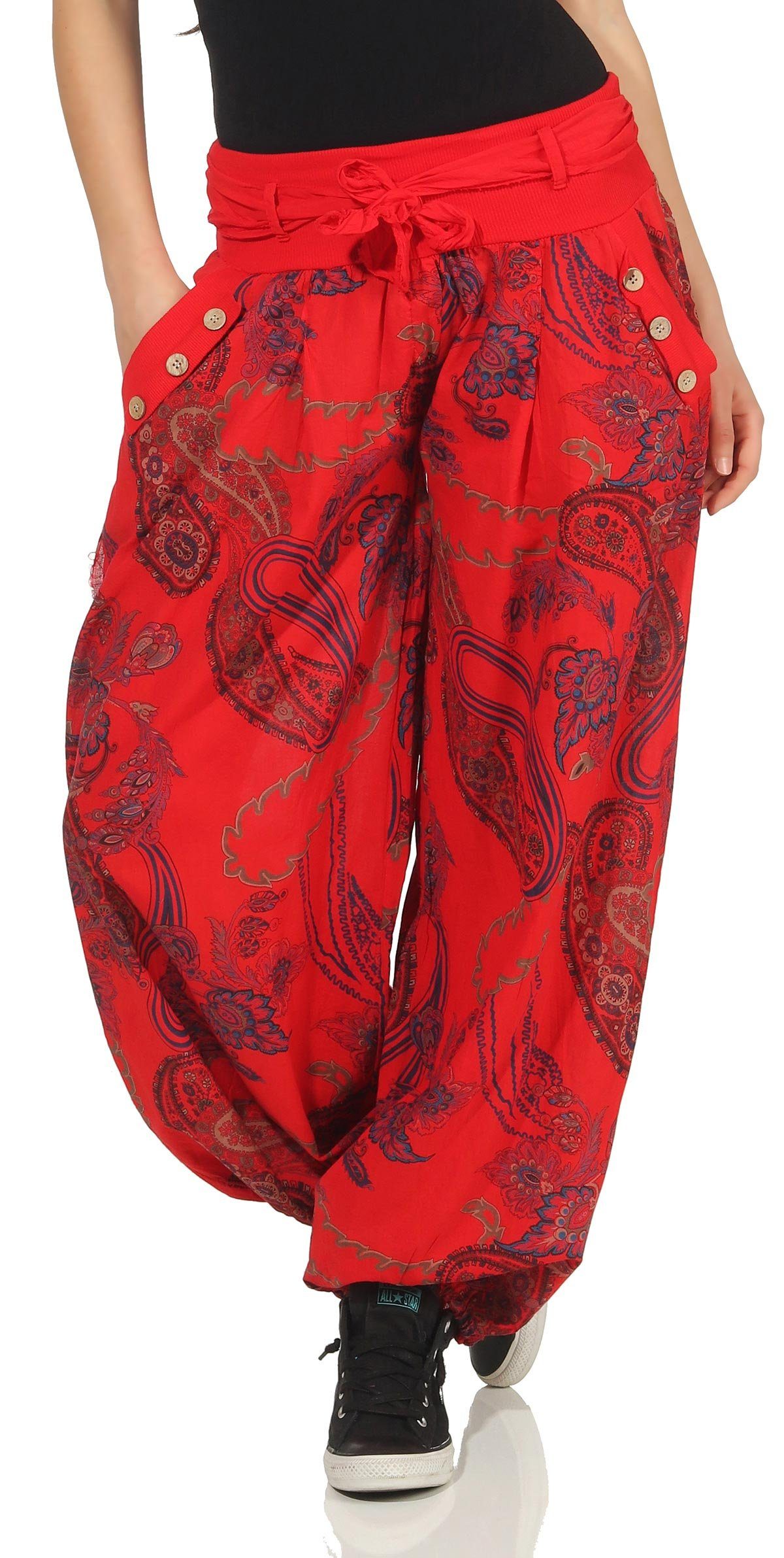 malito more than fashion Haremshose 3485 bequeme Hose mit elastischem Jerseybund Einheitsgröße rot